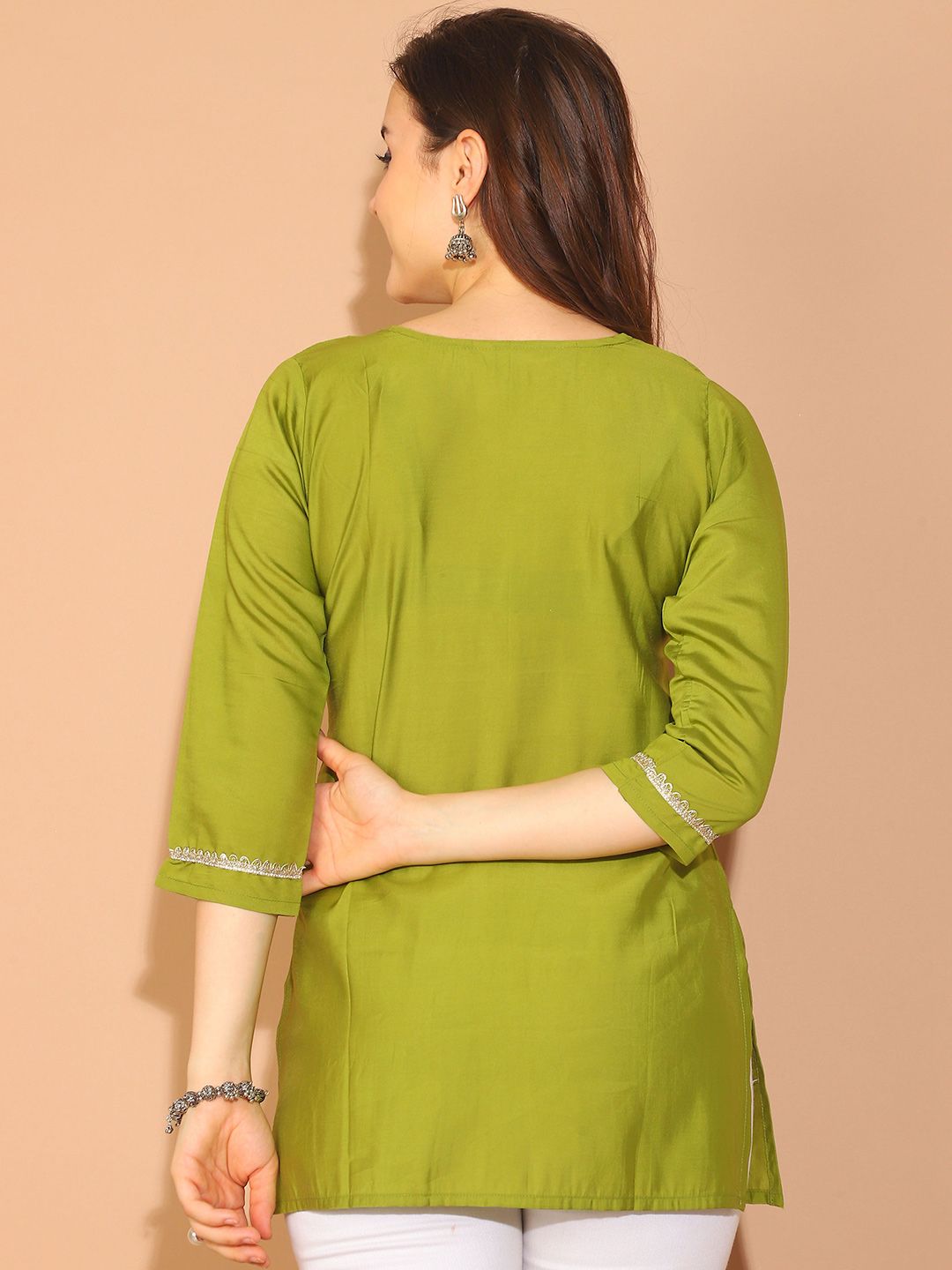 Dhimhi Women's Sweetheart Neck Printed Tunic