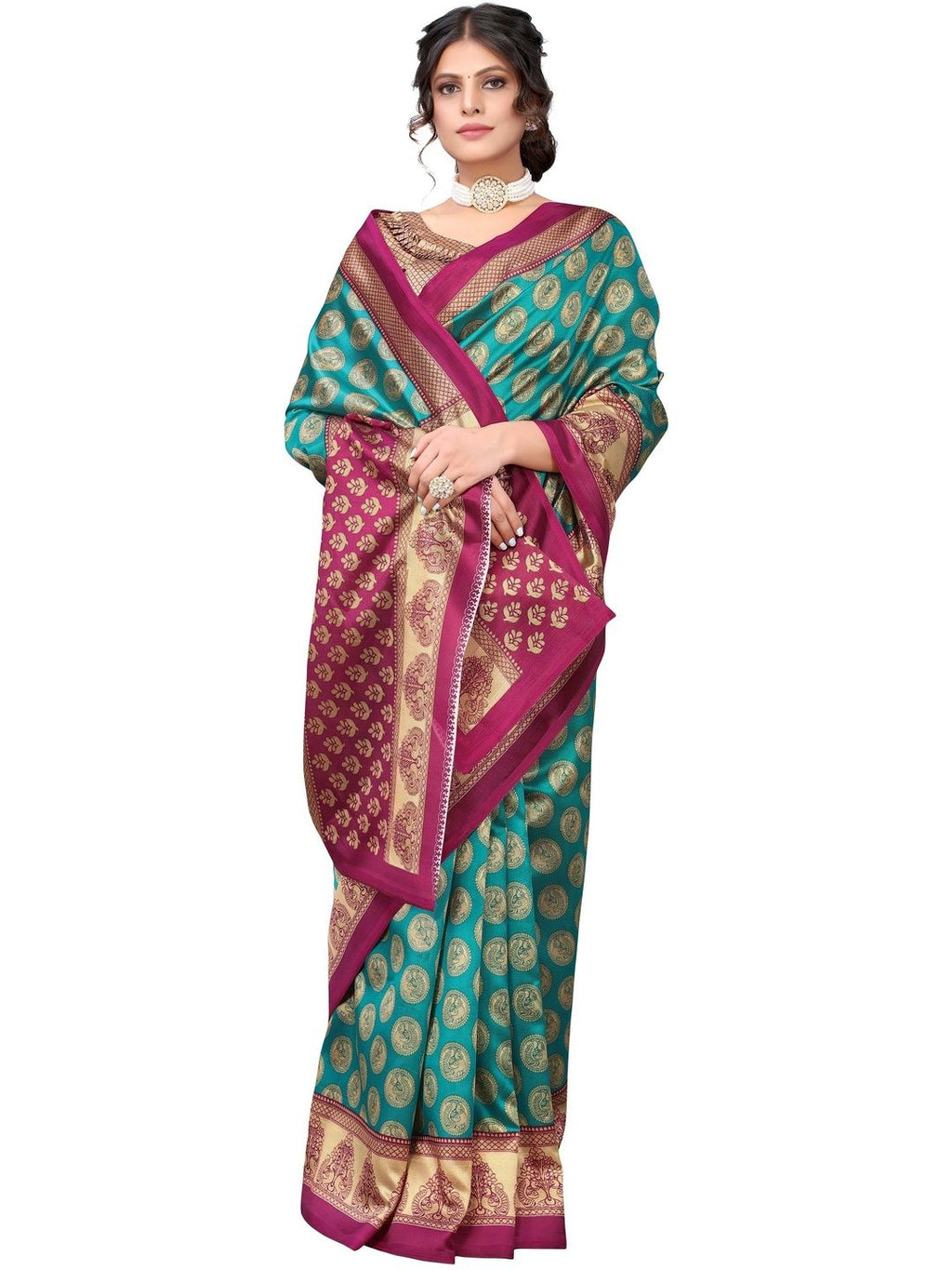 Dhimhi Women's Printed Art Silk Saree