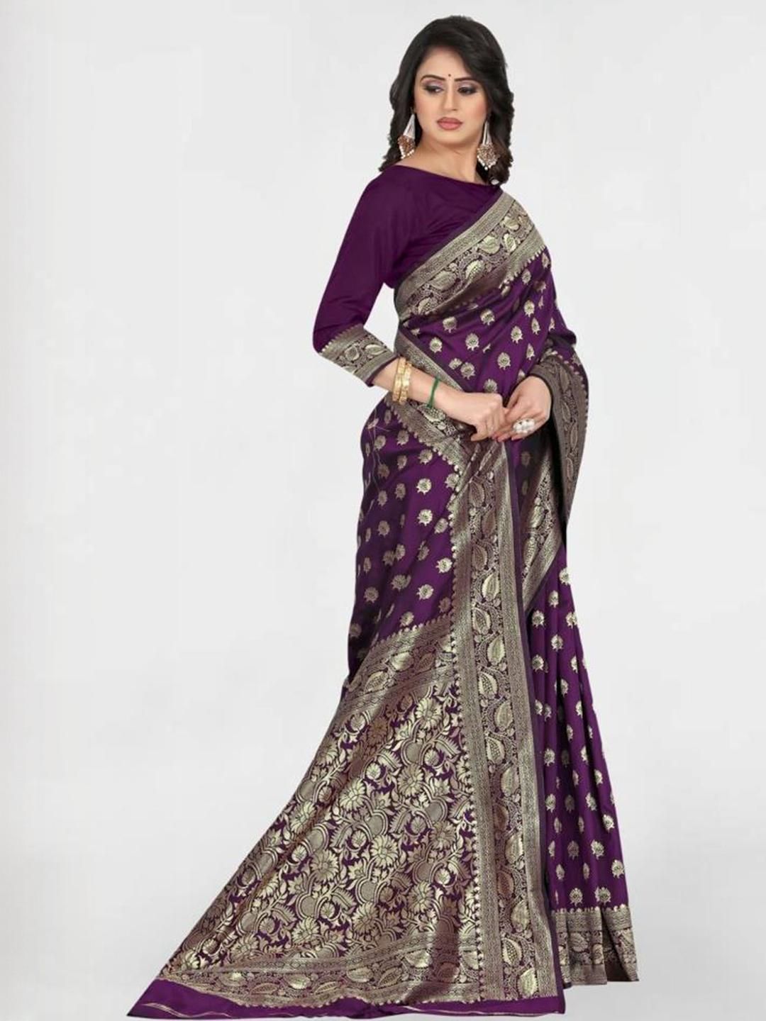 Dhimhi Women's Ethnic Motifs Zari Silk Blend Banarasi Saree