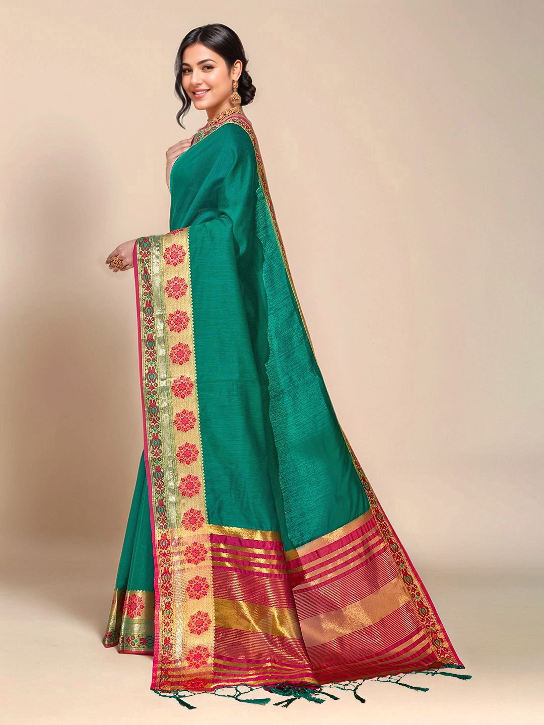 Dhimhi Women's Woven Design Zari Saree