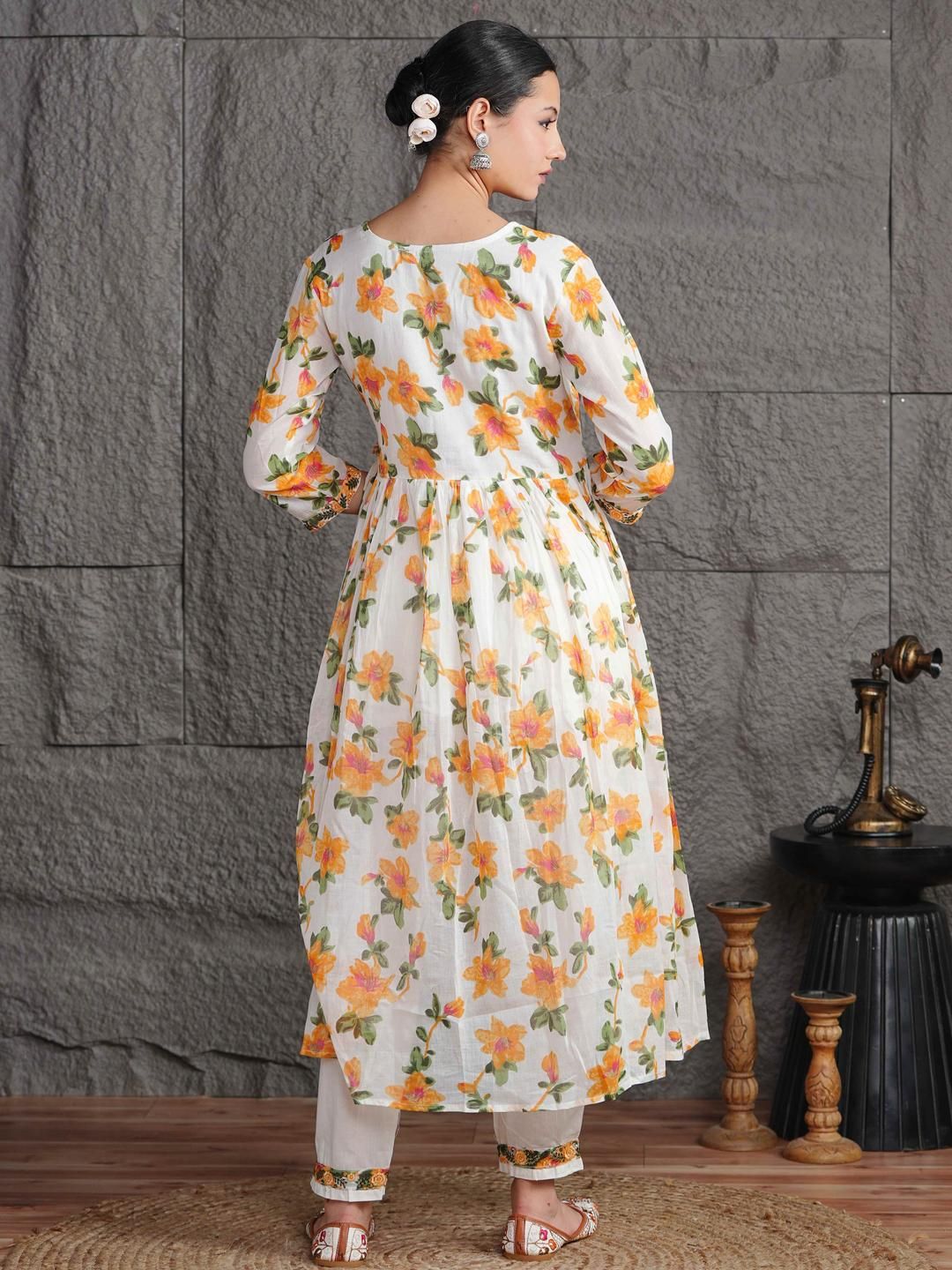 Dhimhi Women Anarkali Kurta & Angarkha Pattern & Embroidery Work Kurta Trousers & Dupatta