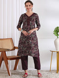 Dhimhi women's ethnic motifs printed kurta with matching trousers, traditional Indian style, in vibrant colors and intricate design.