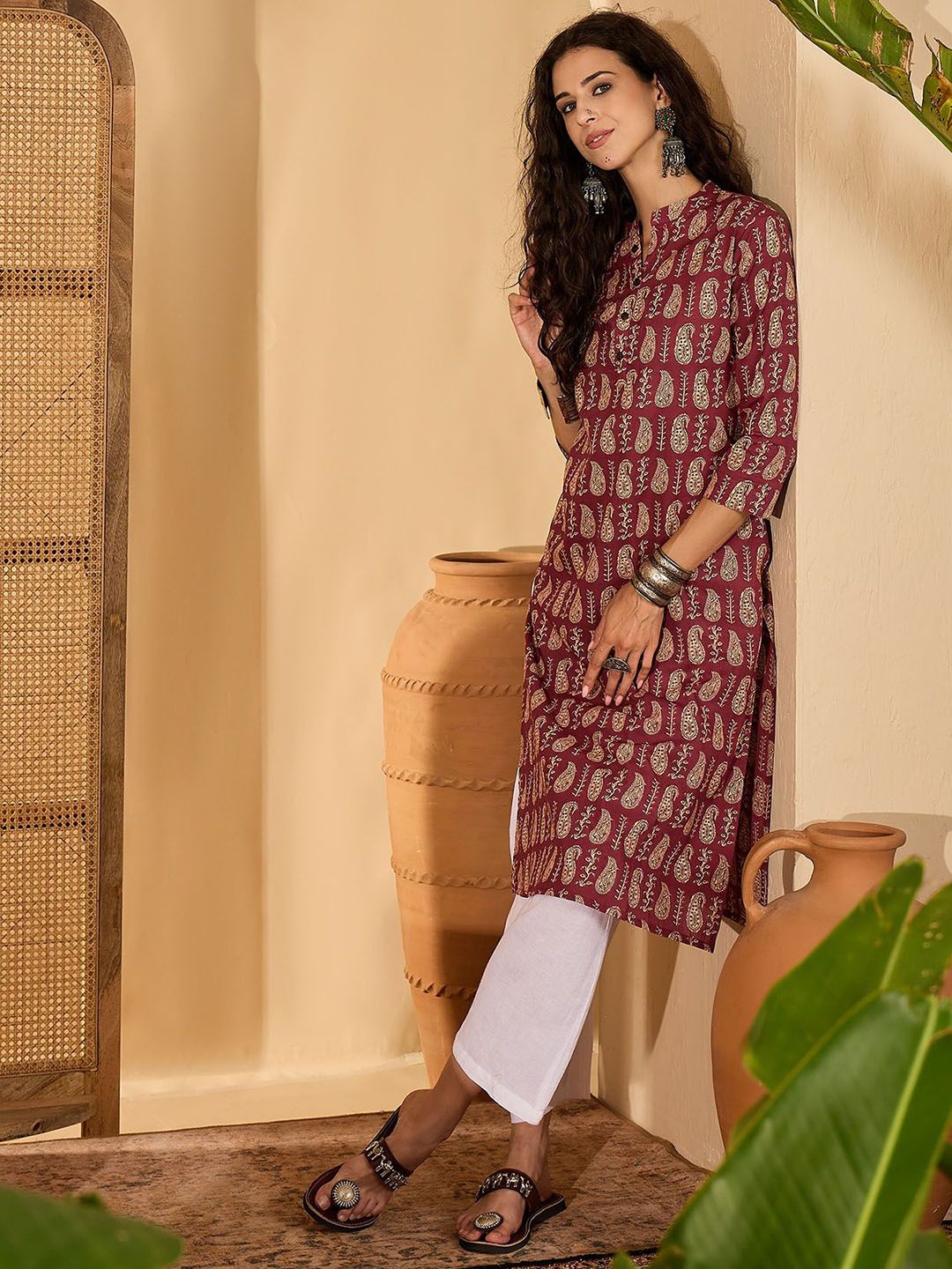 Women Printed Pure Cotton Straight Kurta