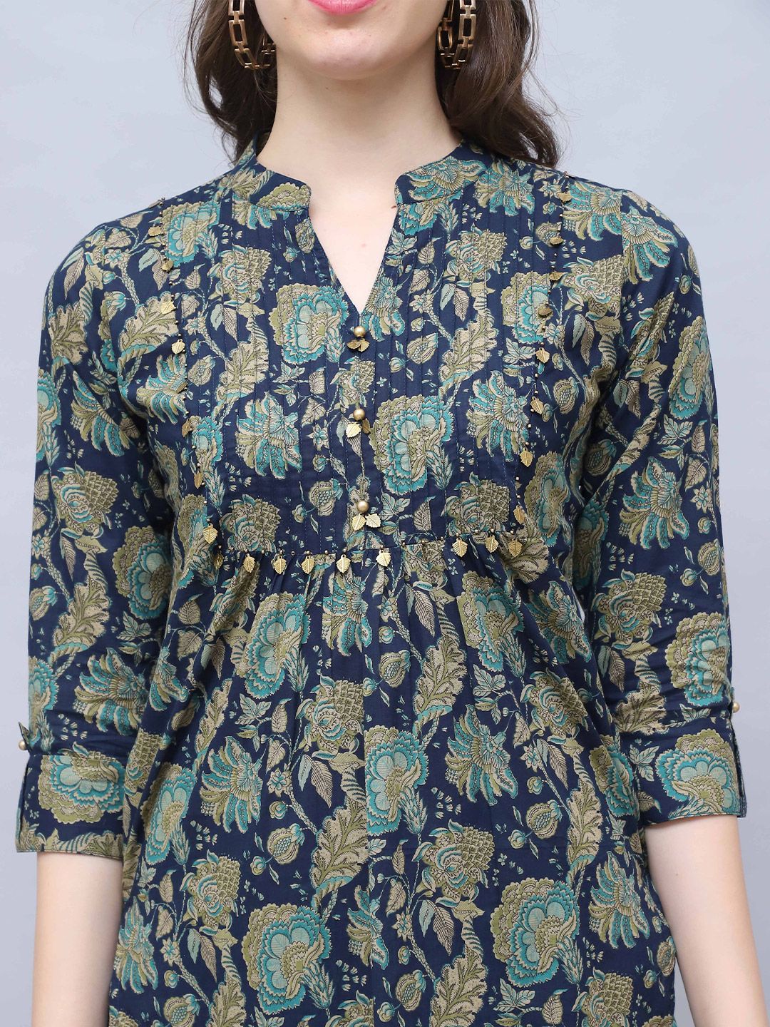 Women Floral Printed Kalamkari Festive Cotton A-Line Kurta