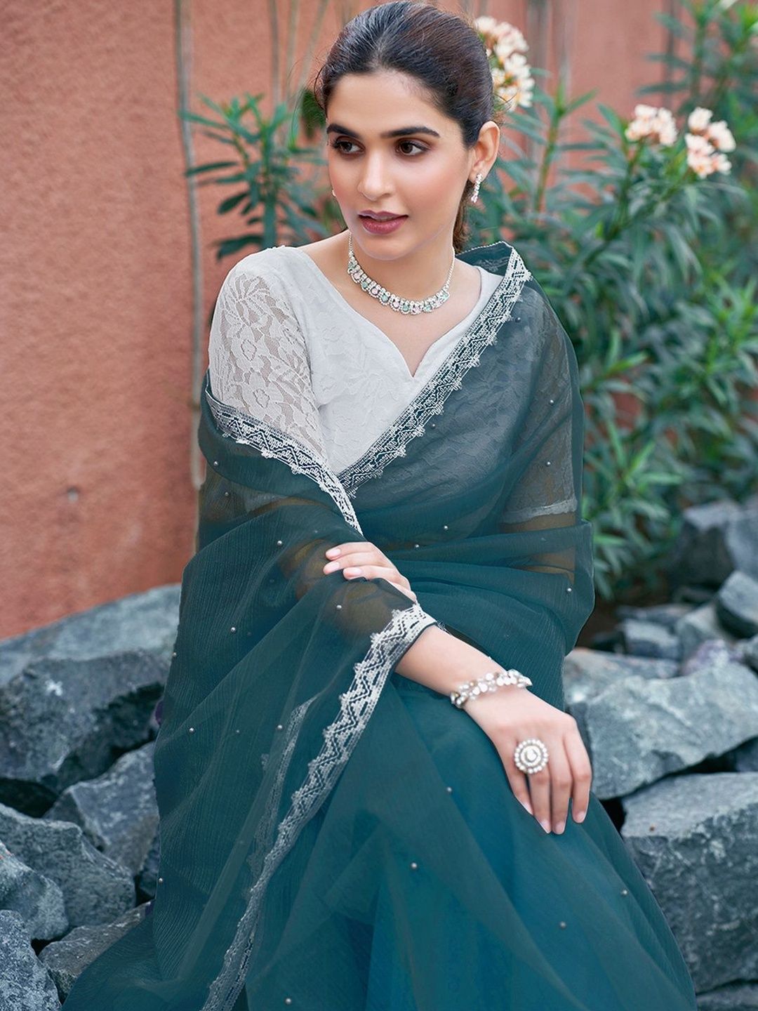 Dhimhi Women's Embellished Supernet Saree