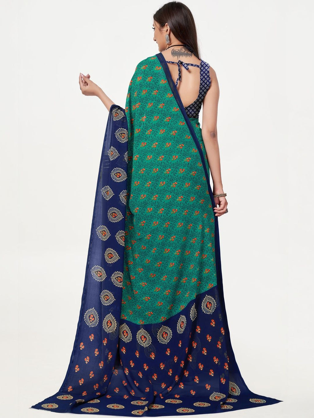 Dhimhi Women's Ethnic Motifs Poly Georgette Saree