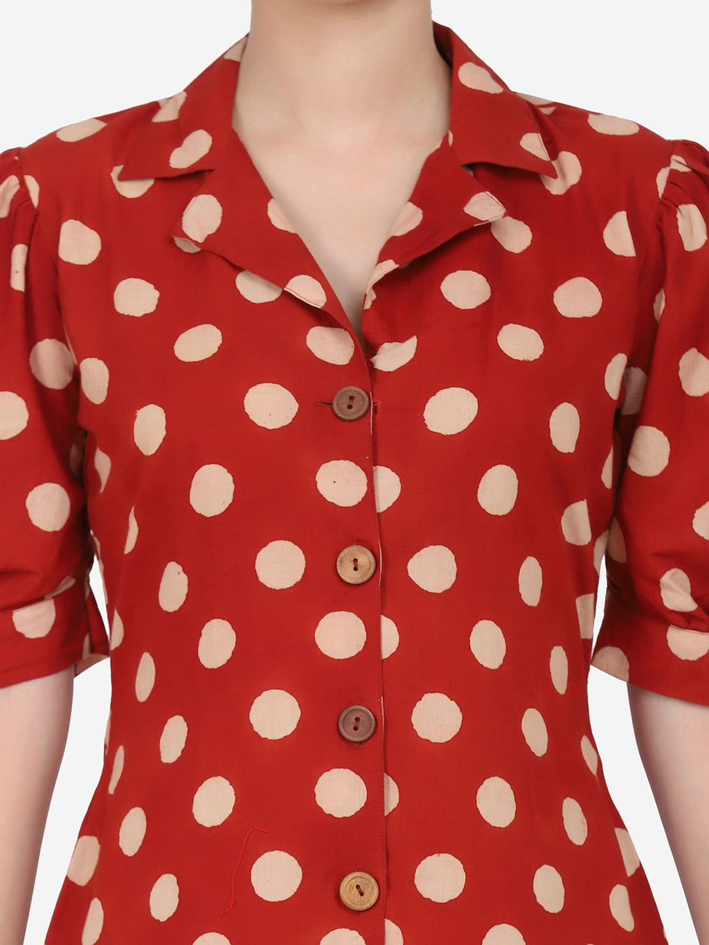 Dhimhi Women's Polka Dot Printed Cotton Top