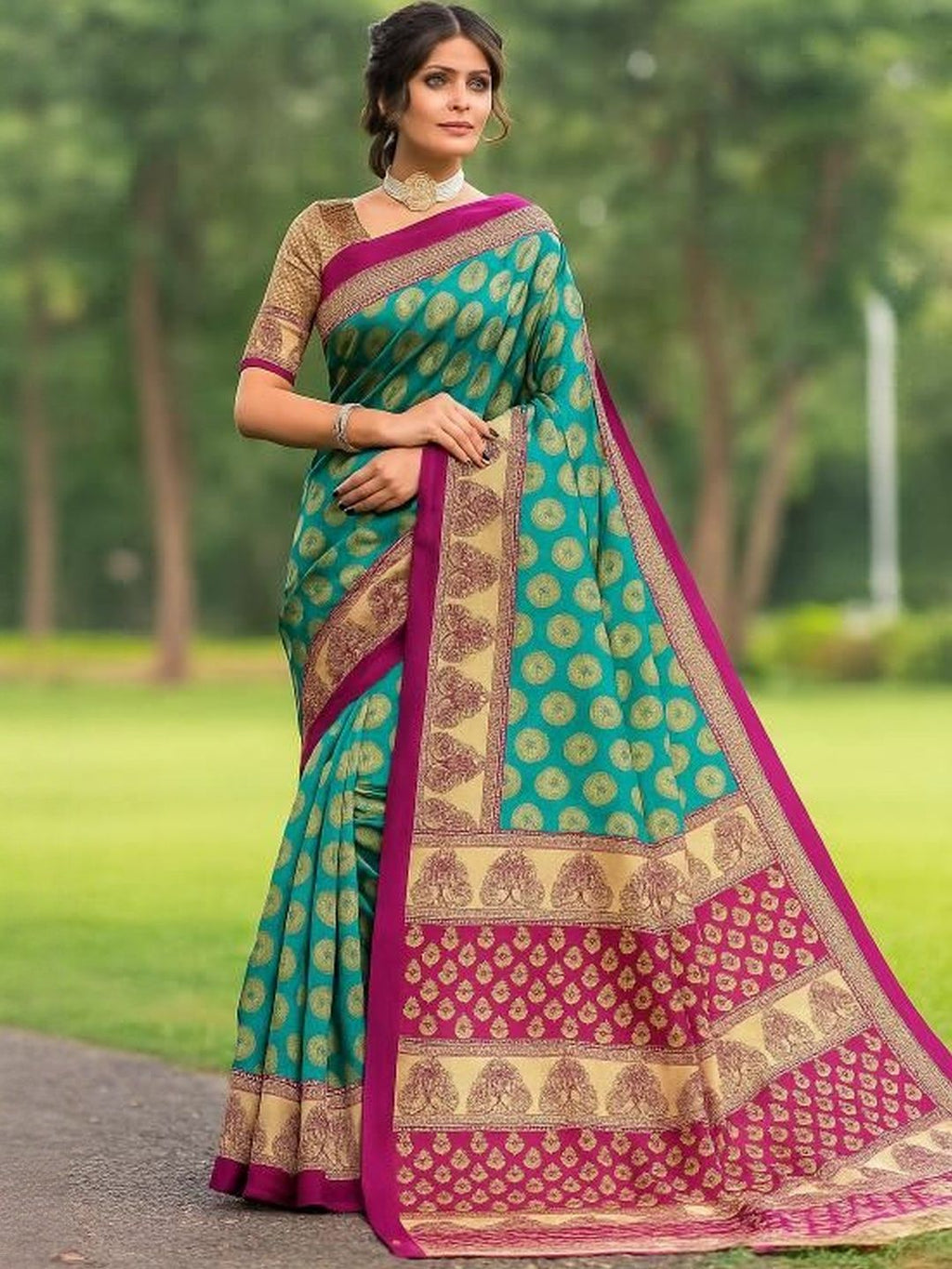 Dhimhi Women's Printed Art Silk Saree