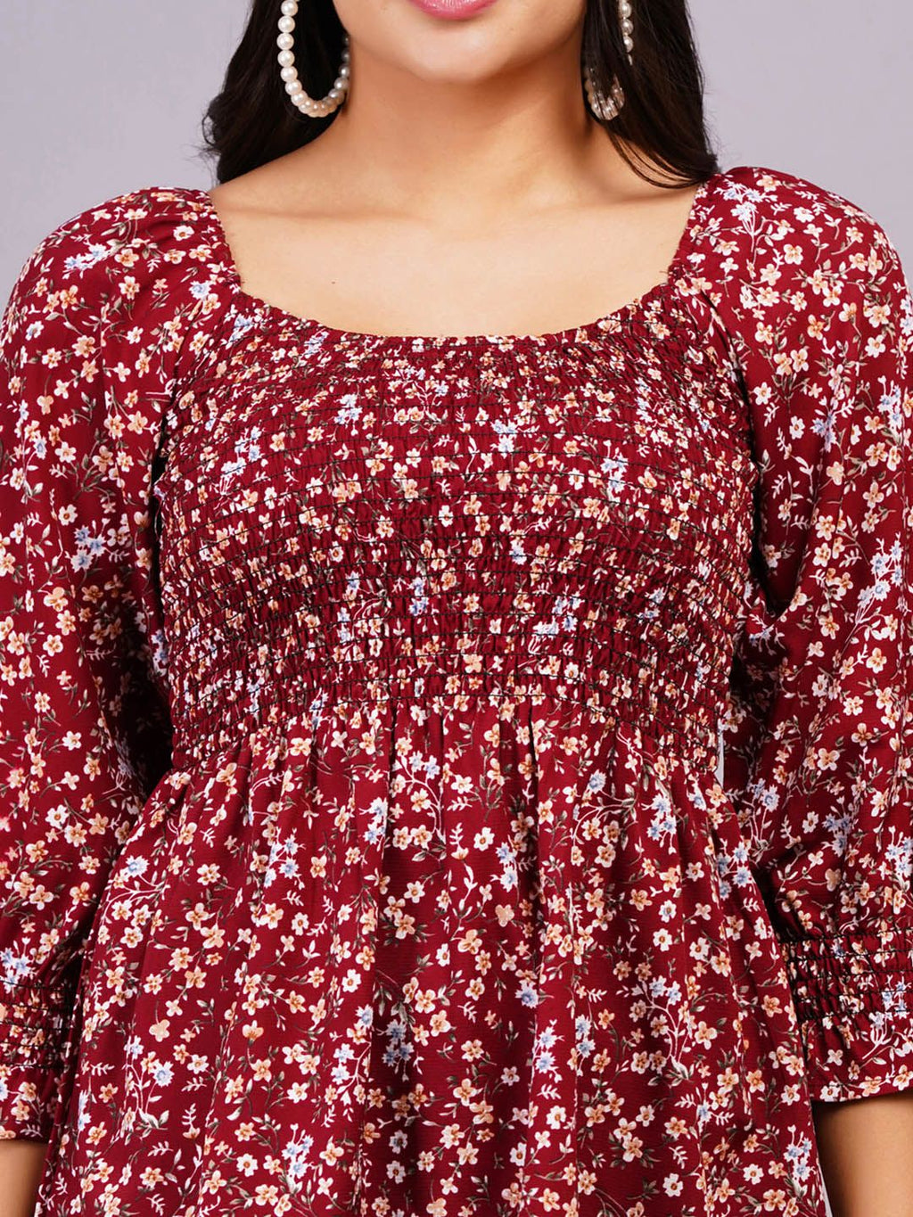 Dhimhi Women's Floral Bell Sleeve Top