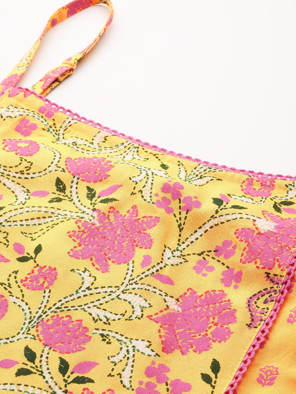 Dhimhi Women's Floral Printed Shoulder Straps A-Line Kurta Set