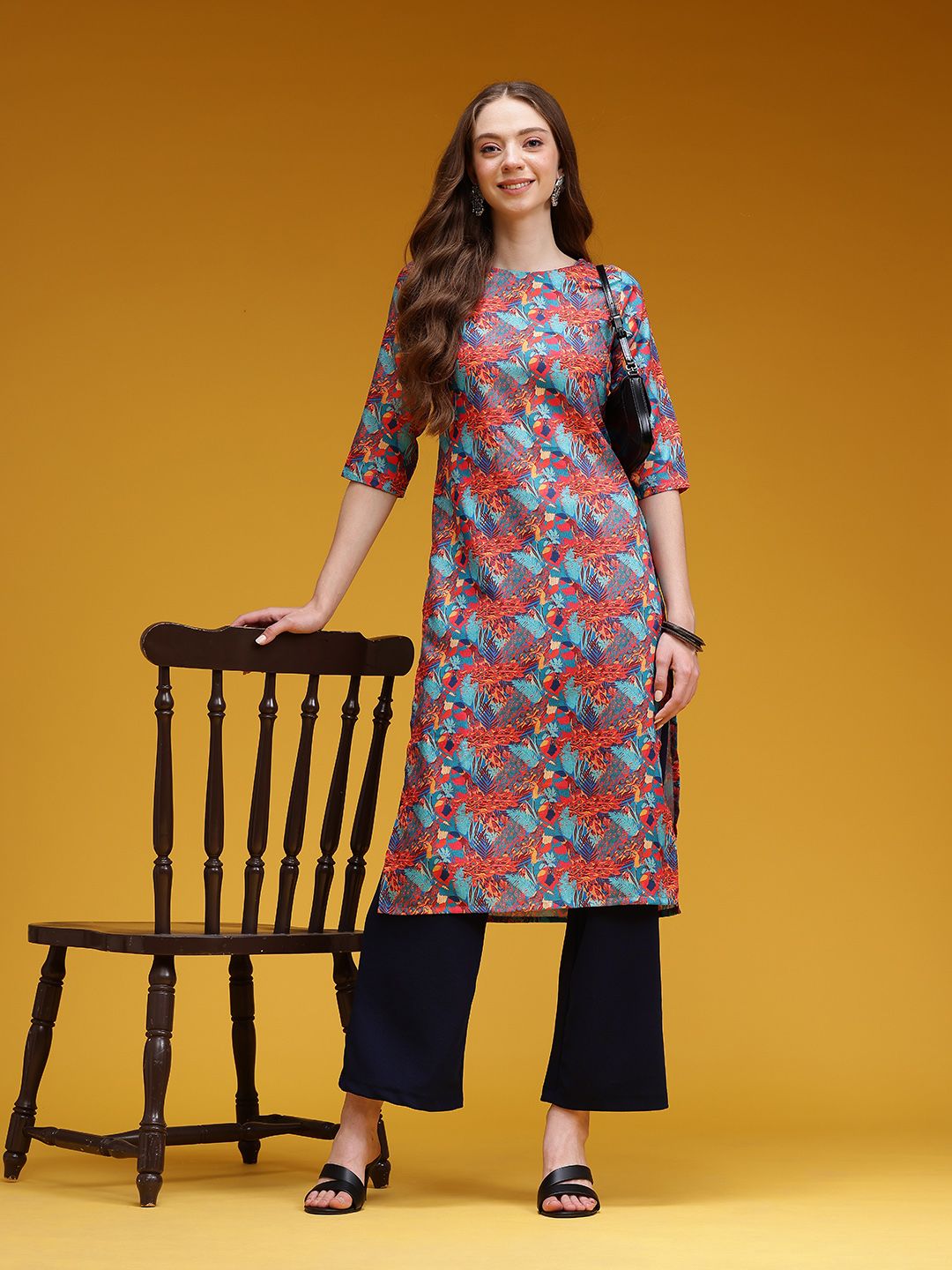Abstract Print A-Line Kurta