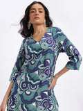 Ethnic Motifs Print Straight V-Neck Kurta