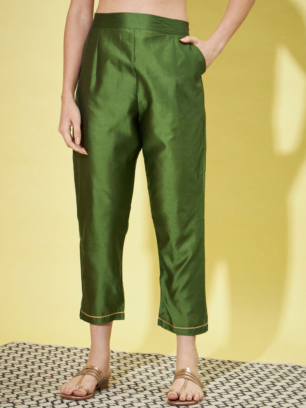 Dhimhi Women's Woven Design Jacquard Kurta with Trousers & With Dupatta