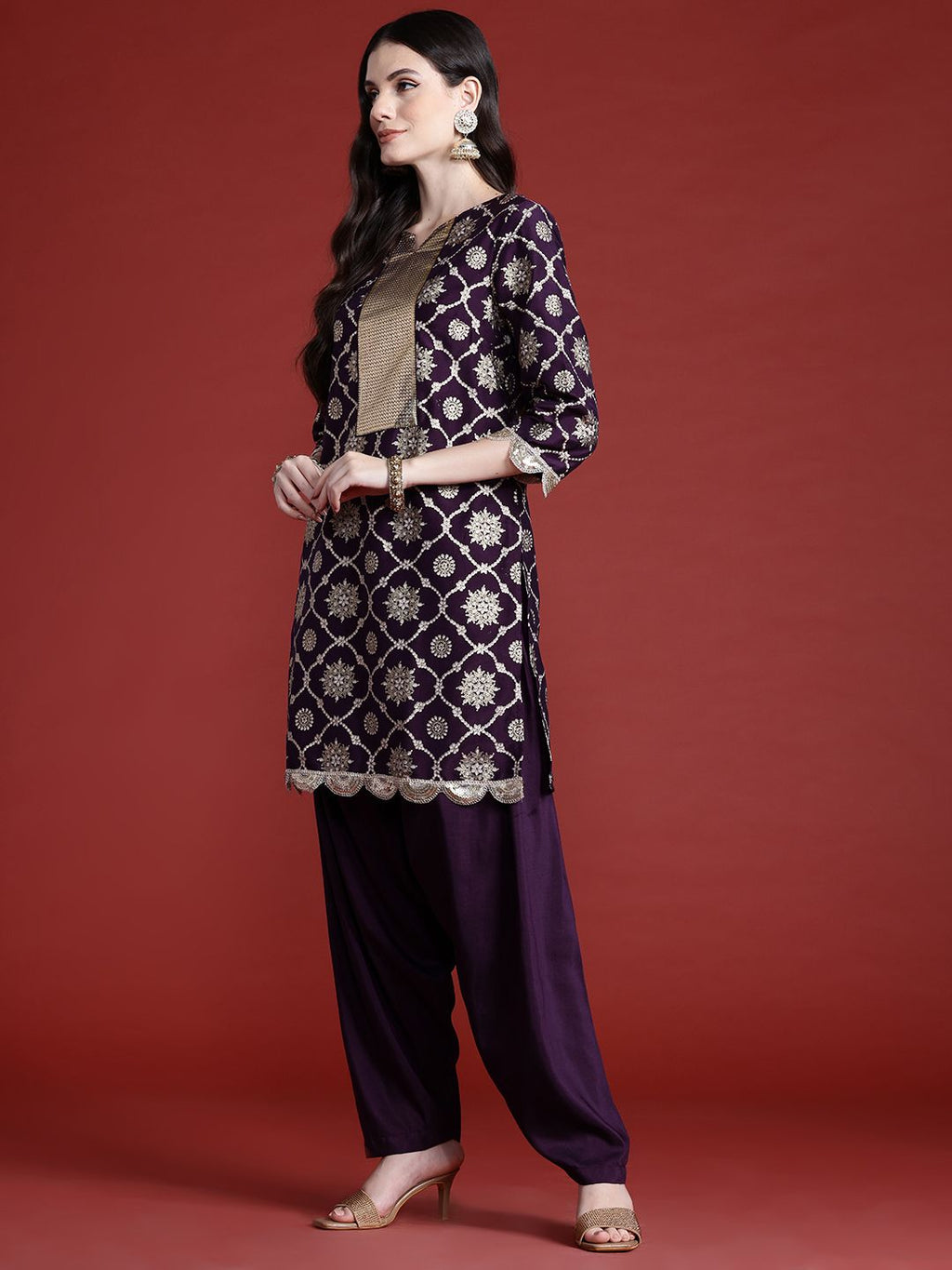 Dhimhi Women's Ethnic Motifs Print Kurta with Salwar & Dupatta