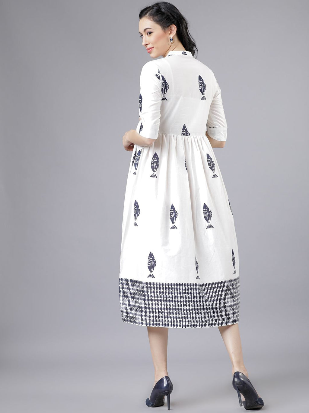 Dhimhi Women's White & Blue Shirt Dress