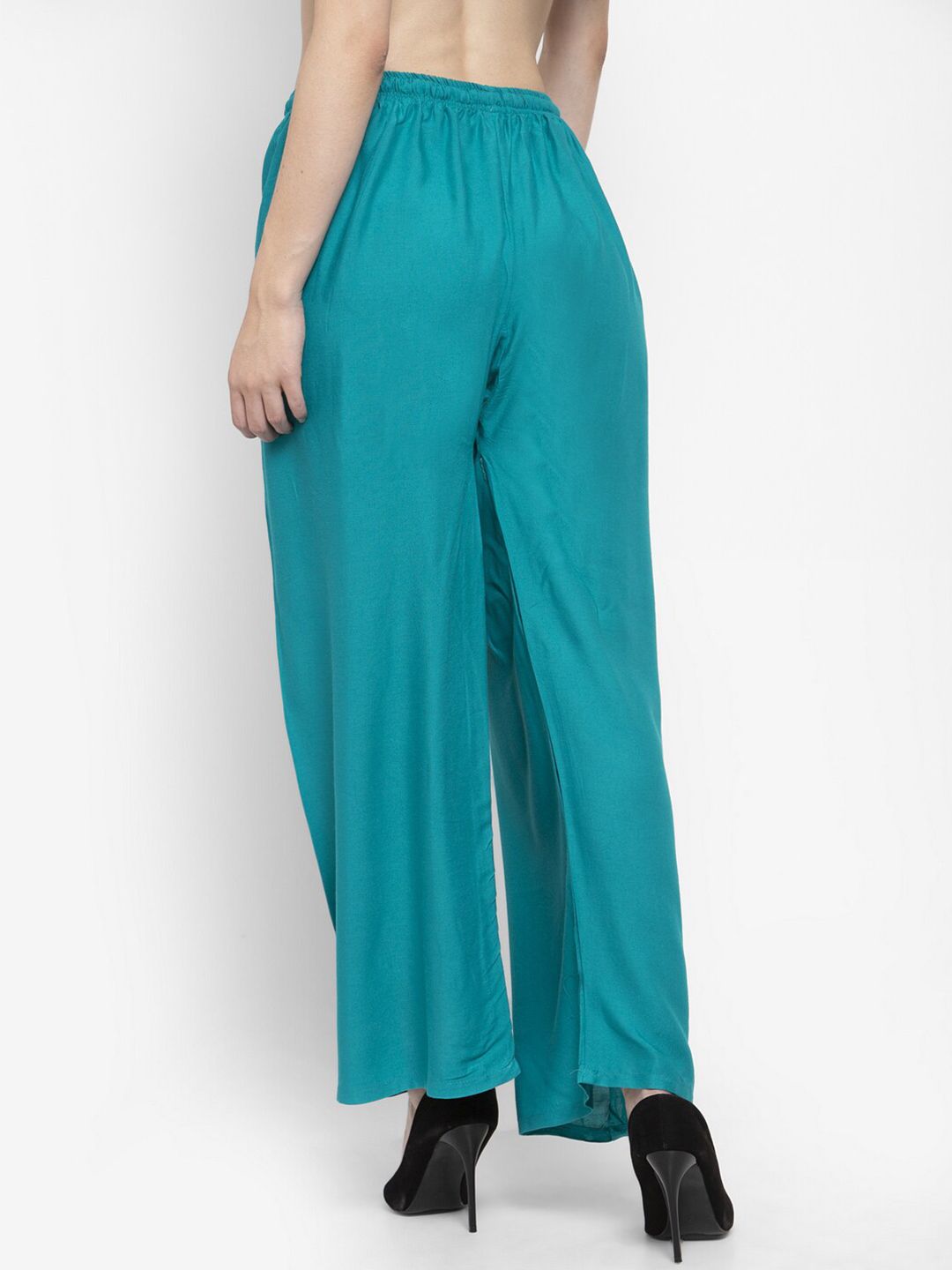 Dhimhi Women's Turquoise Blue Flared Ethnic Palazzos