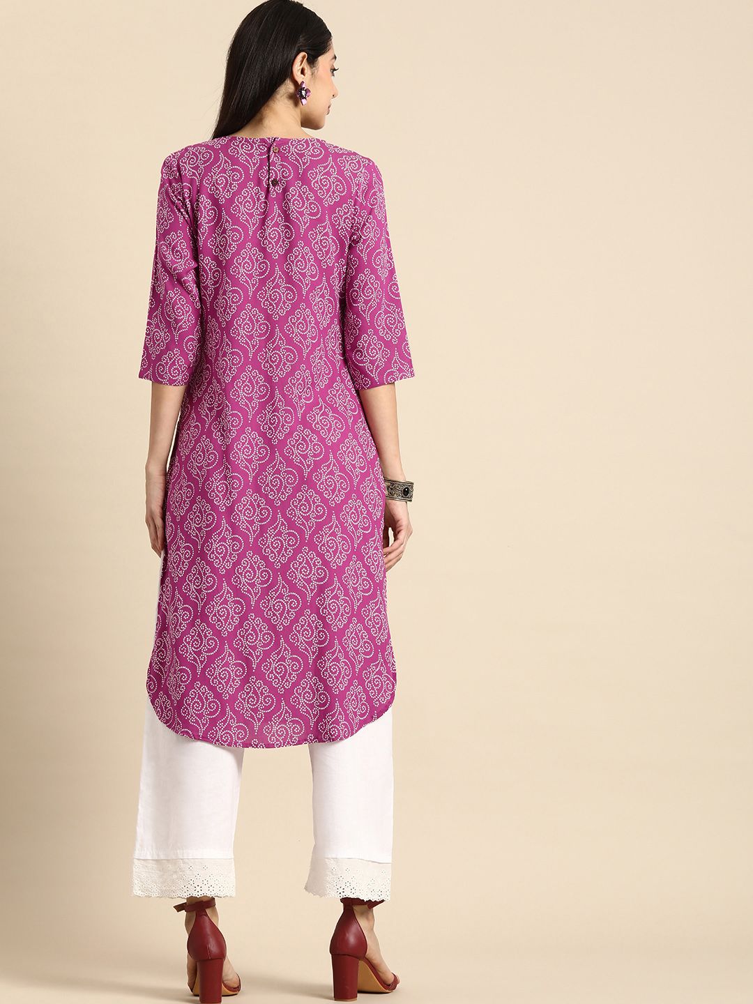 Women Bandhani Printed Straight Kurta