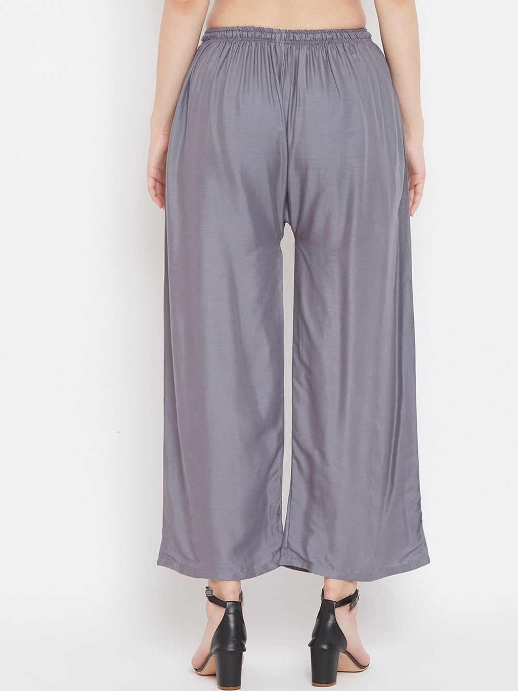 Dhimhi Women's Grey Solid Straight Palazzos