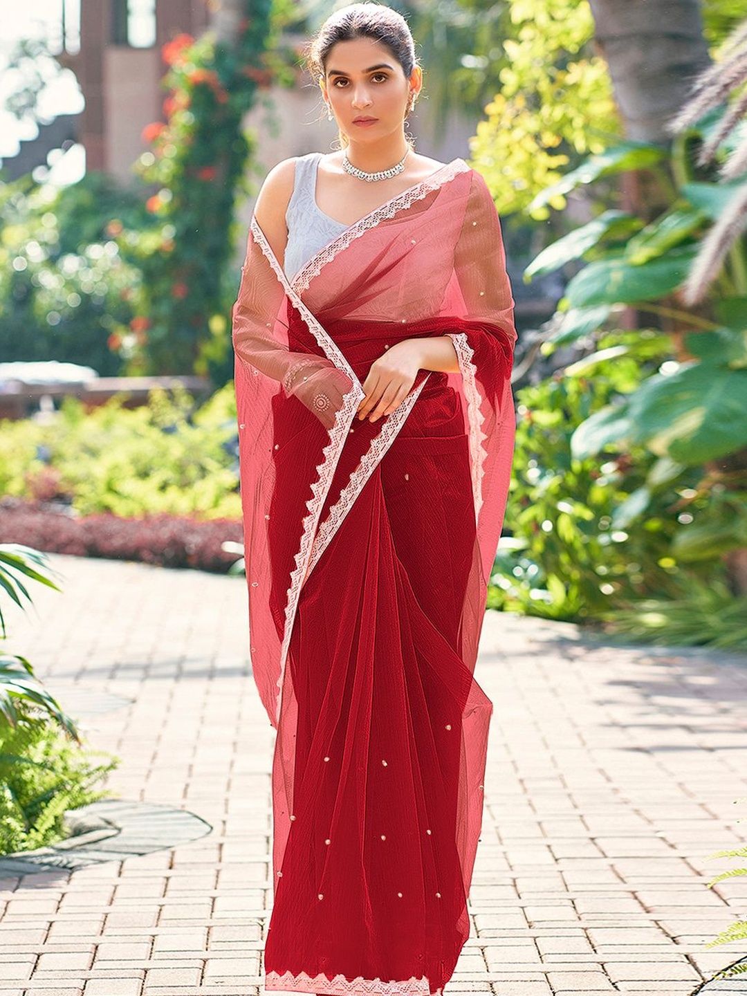 Dhimhi Women's Embellished Supernet Saree