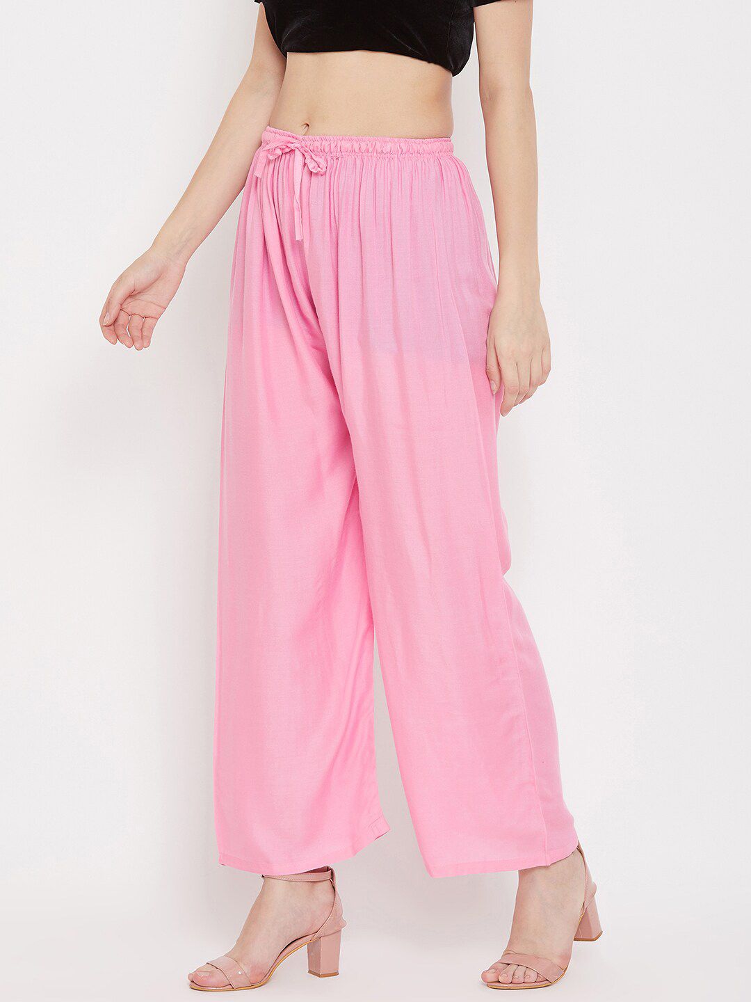 Dhimhi Women's Pink Solid Palazzo