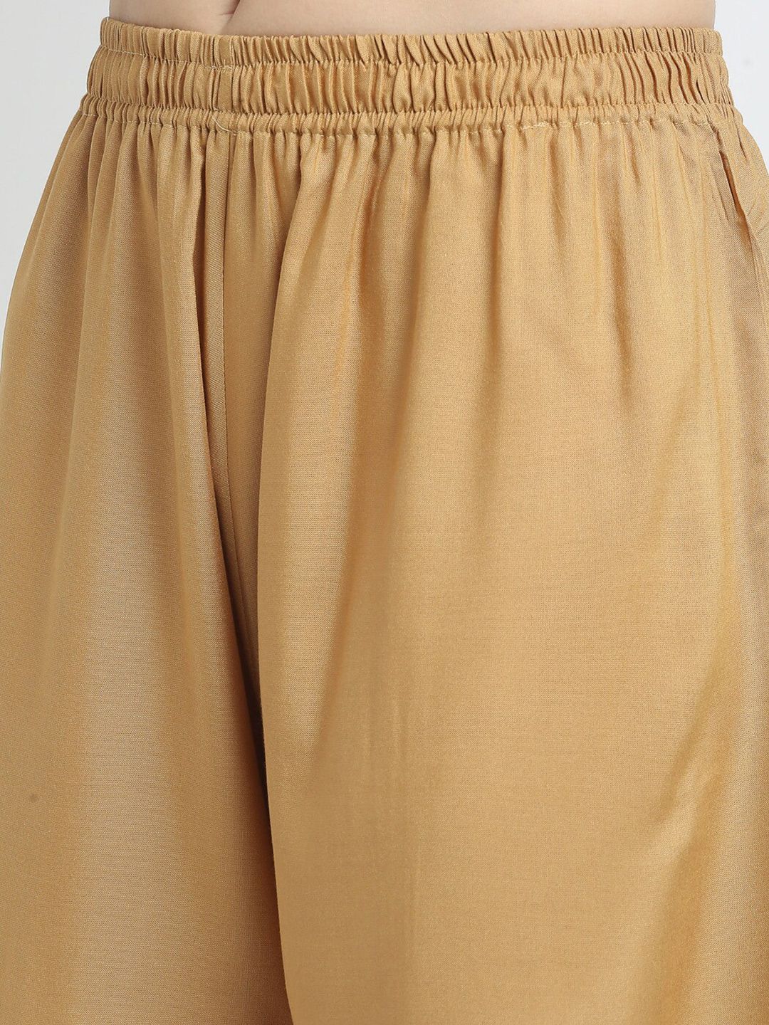 Dhimhi Women's Beige Solid Flared Palazzo