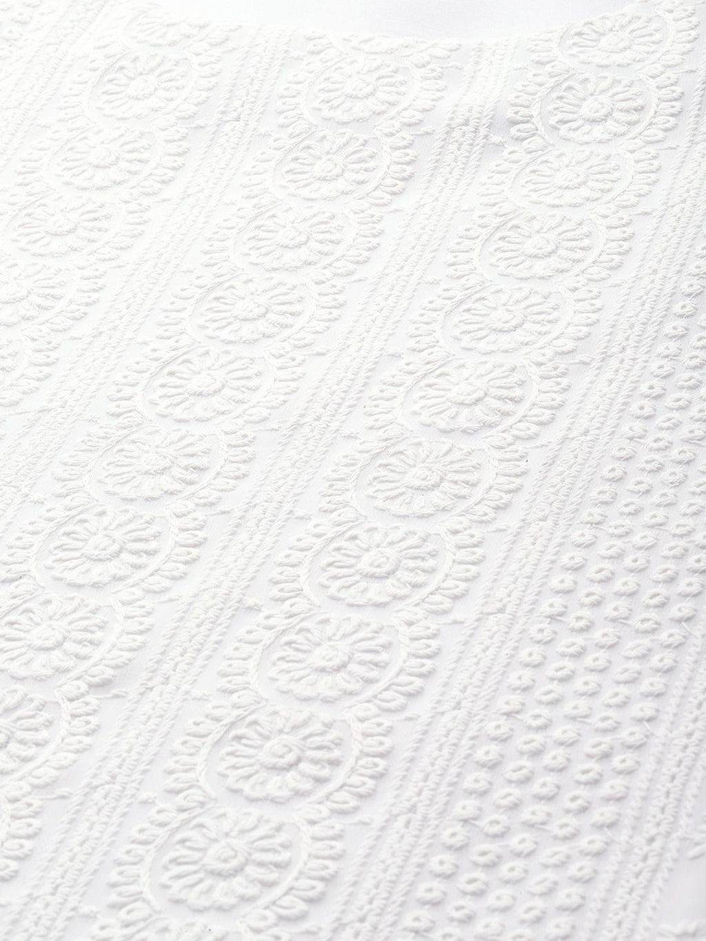 Dhimhi Women's White Chikankari Embroidered Kurta with Palazzos