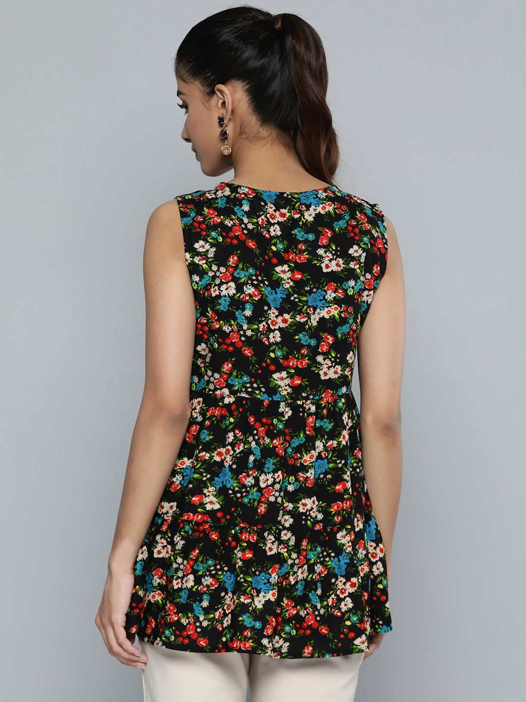 Dhimhi Women's Floral Print Longline Top