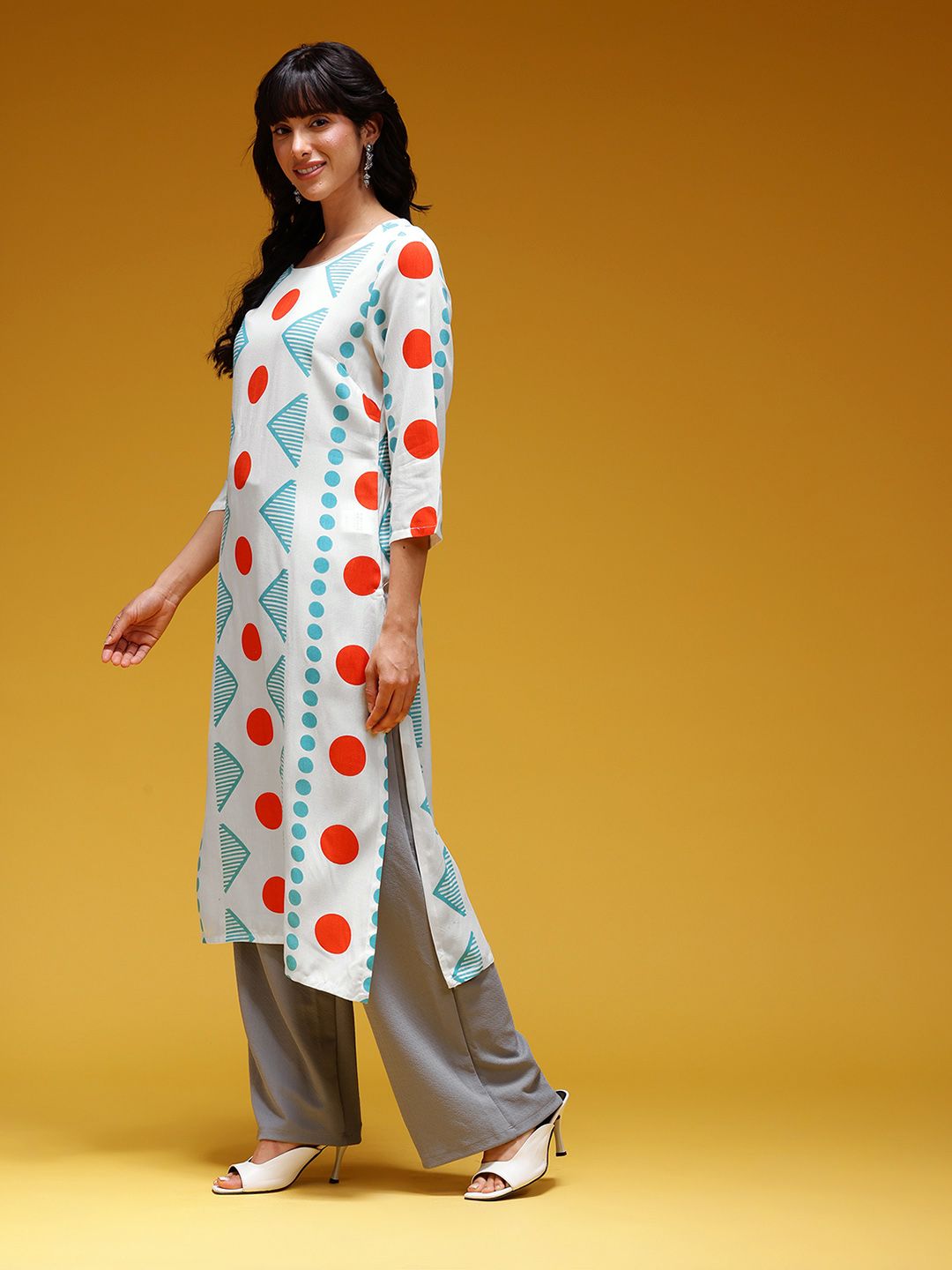 Geometric Print Straight Kurta