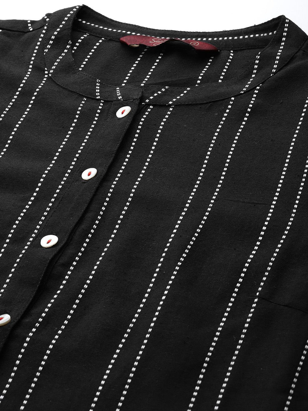 Dhimhi Women's Black & White Embroidered Regular Thread Work Kurta with Salwar