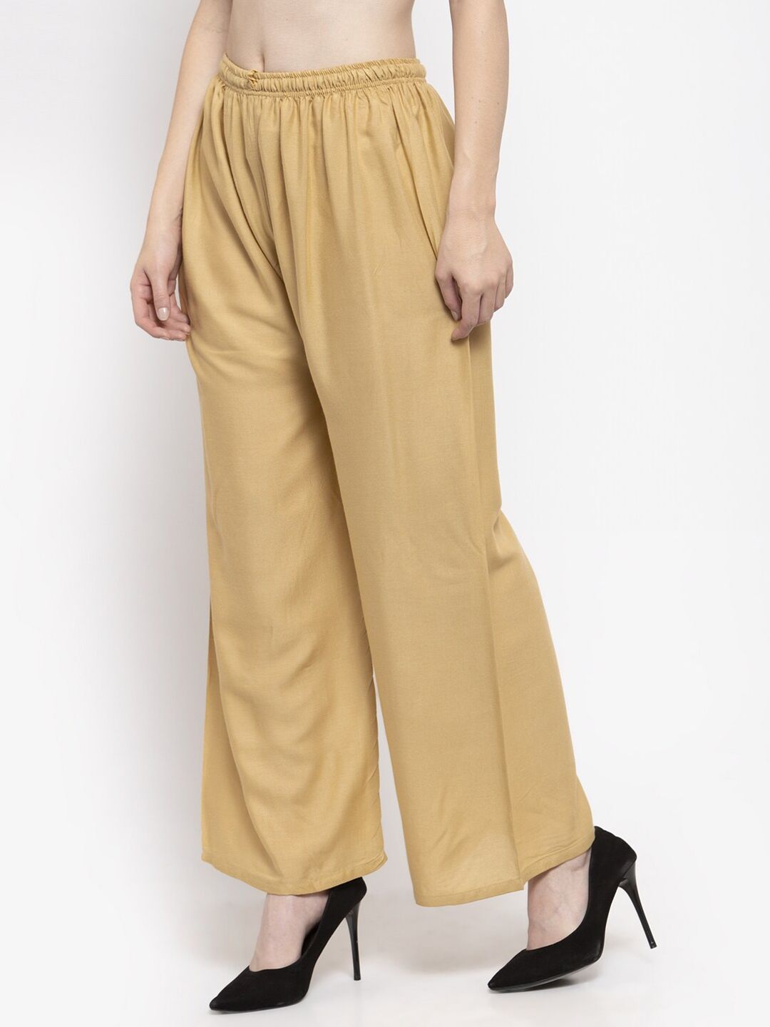 Dhimhi Women's Beige Ethnic Palazzos