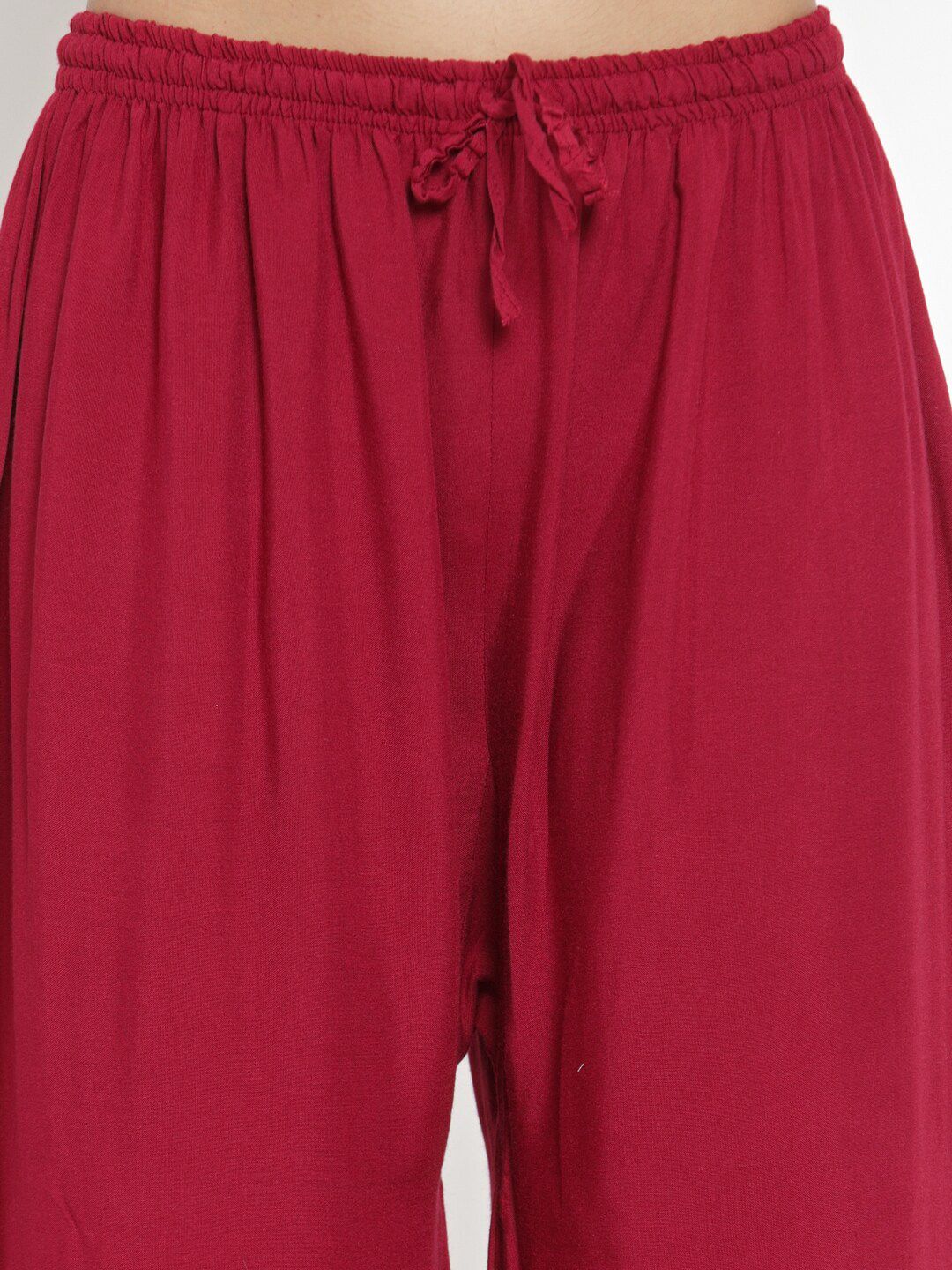 Dhimhi Women's Maroon Hem Design Straight Palazzos