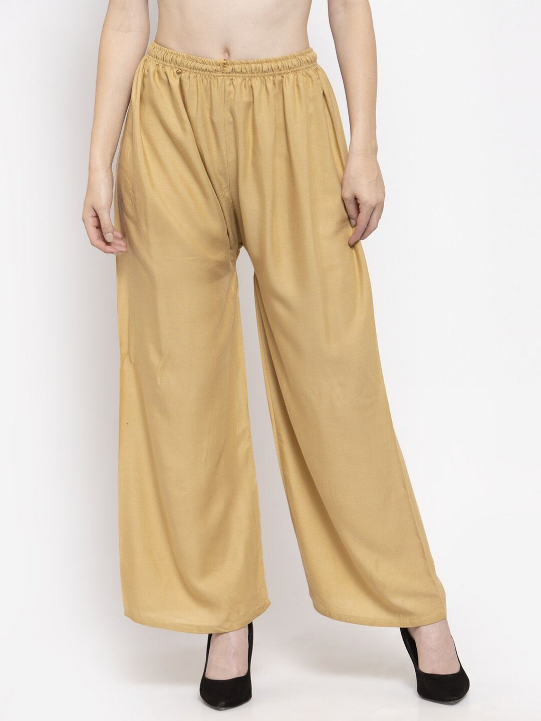 Dhimhi Women's Beige Ethnic Palazzos