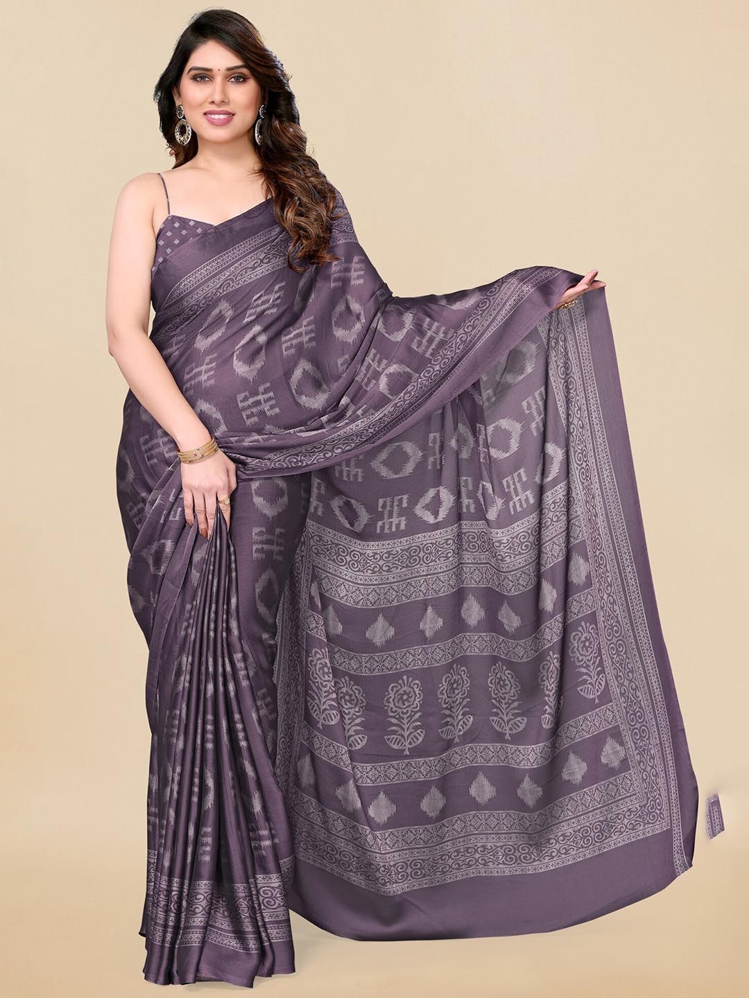Dhimhi Women's Abstract Chiffon Block Print Saree