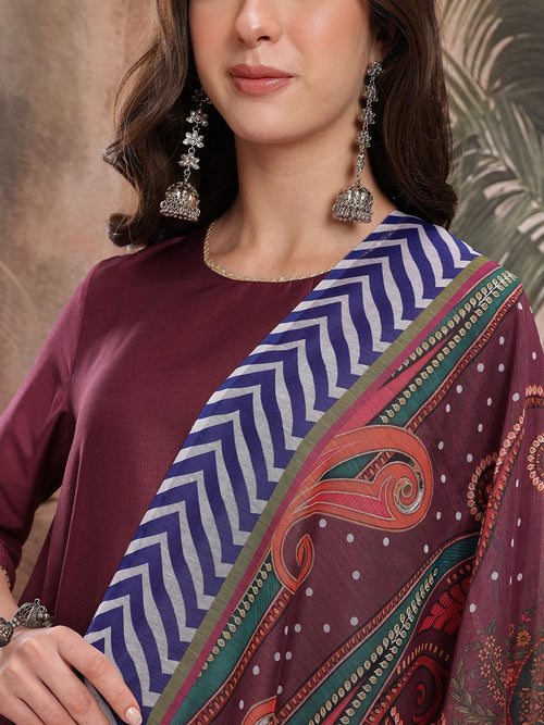 Dhimhi Women's A-Line Kurta with Trousers & Dupatta