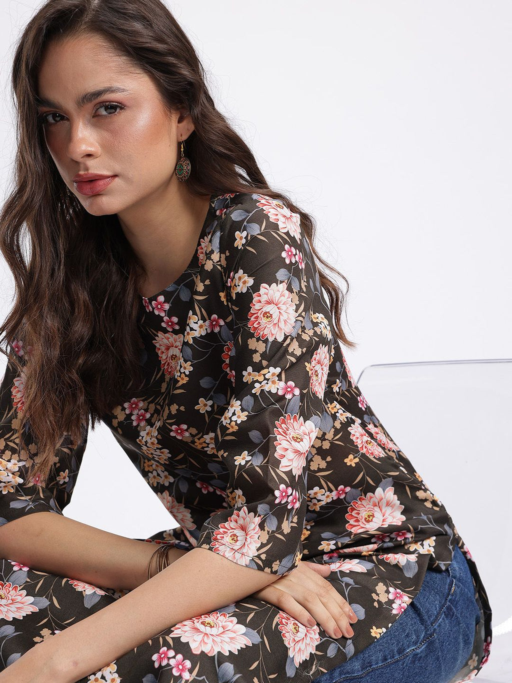 Floral Printed Straight Kurta