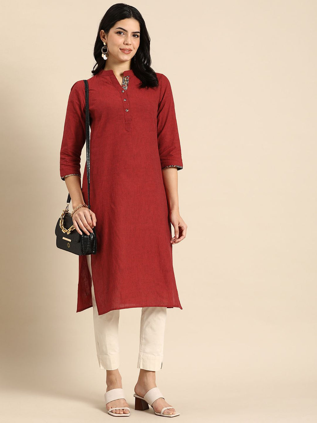 Women Solid Straight Kurta