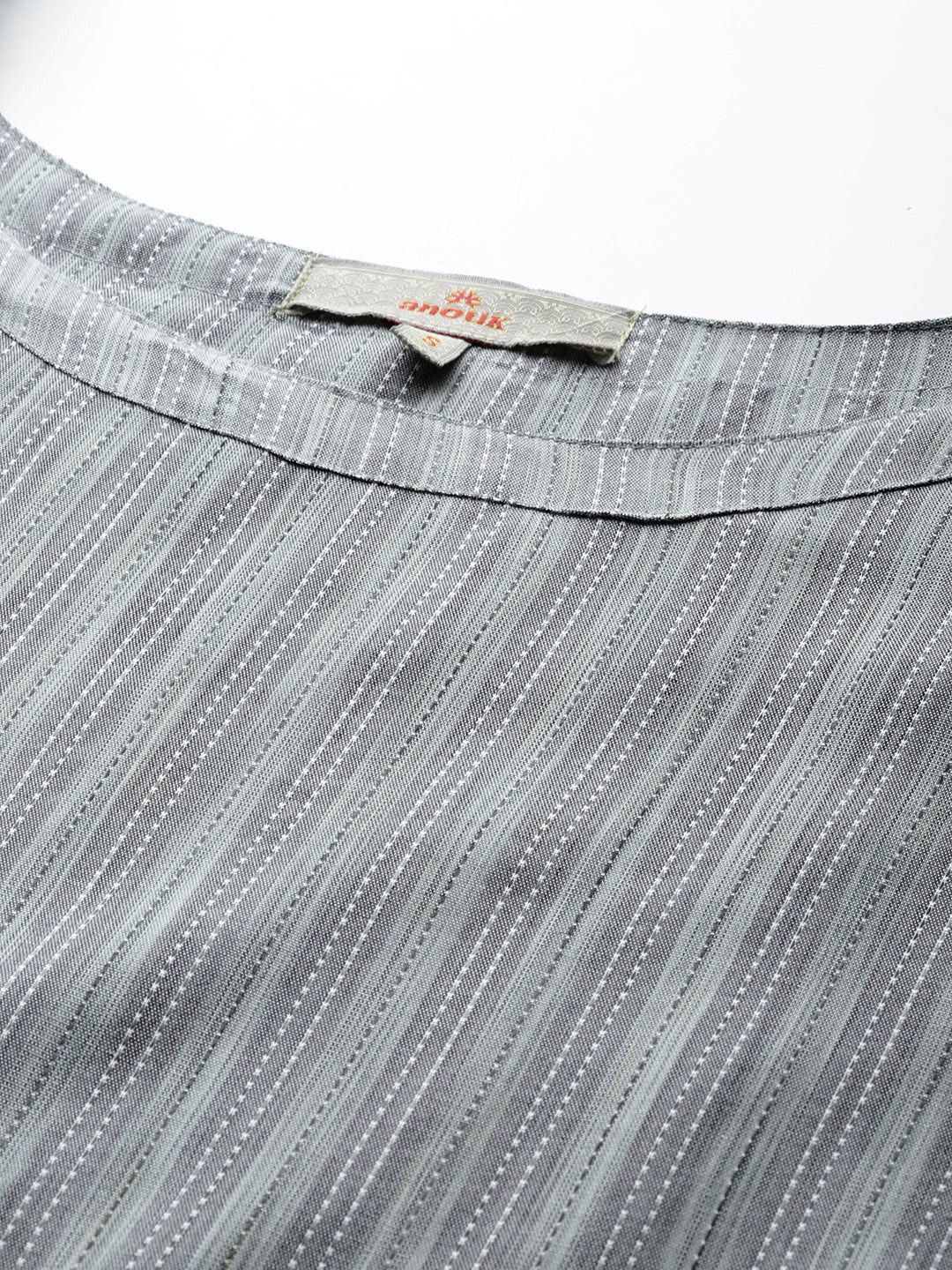 Shoulder Straps Striped Straight Kurta