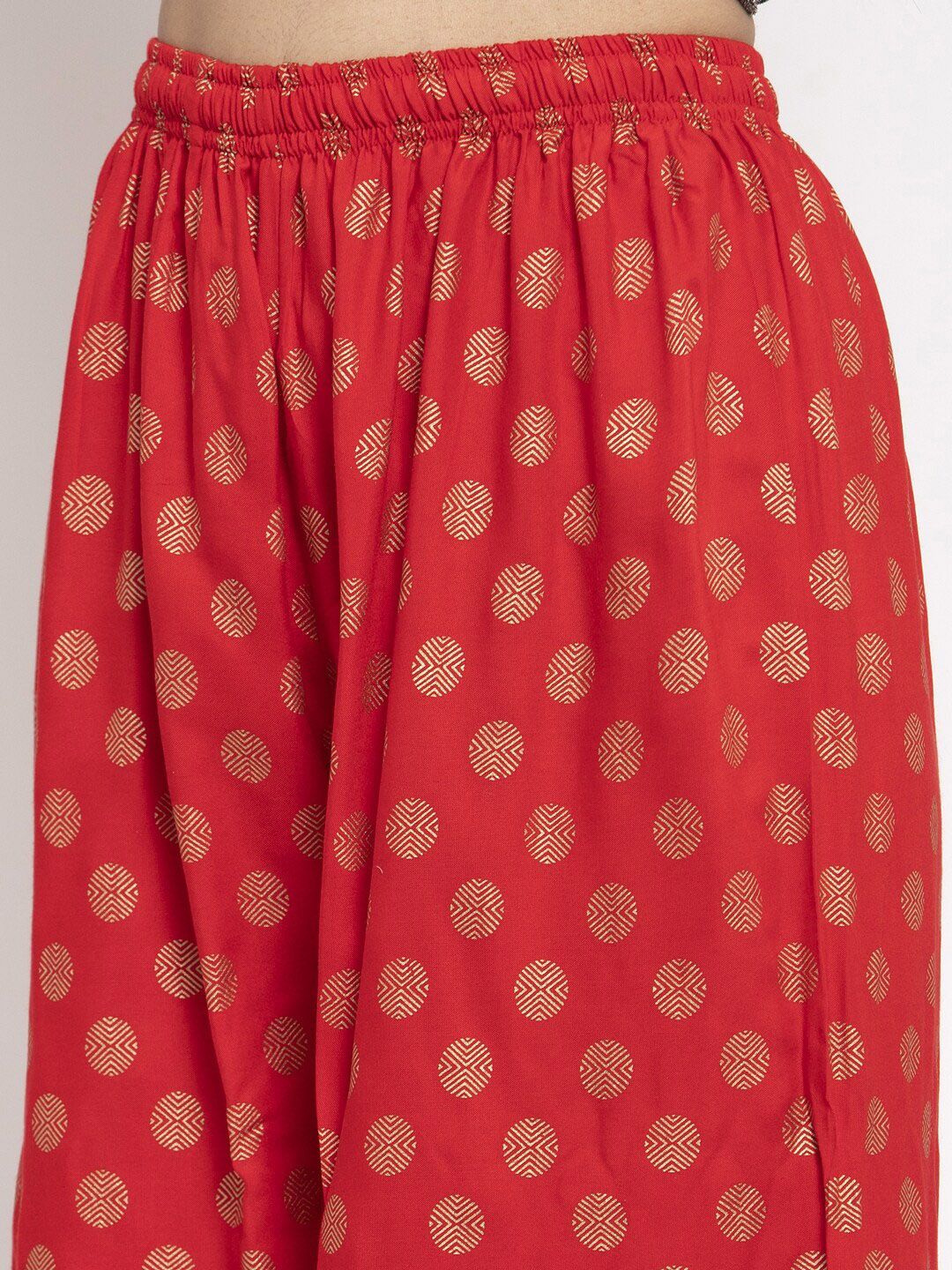 Dhimhi Women's Red Printed Wide Leg Palazzos