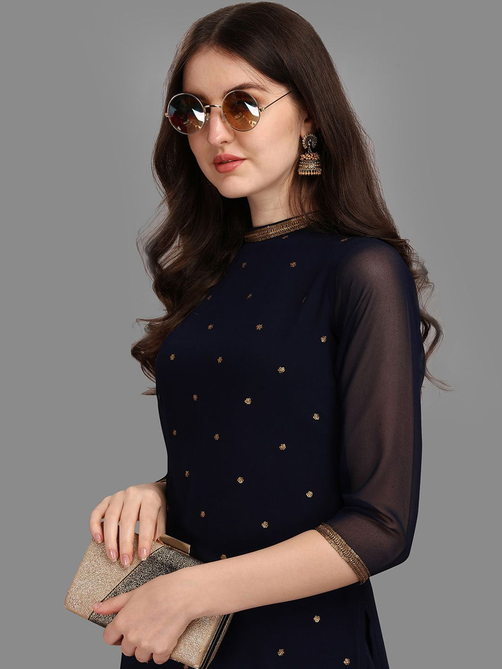 Dhimhi Women's Sequin Embellished Straight Kurta with Trousers