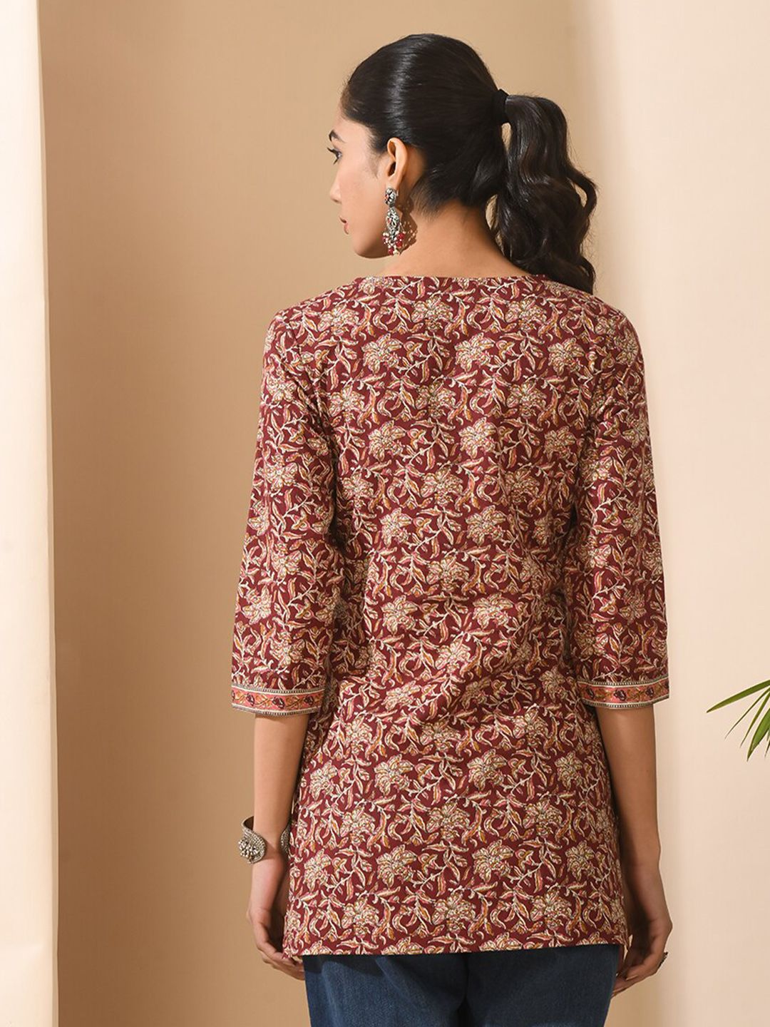 Dhimhi Women's Floral Printed Pure Cotton Tunic