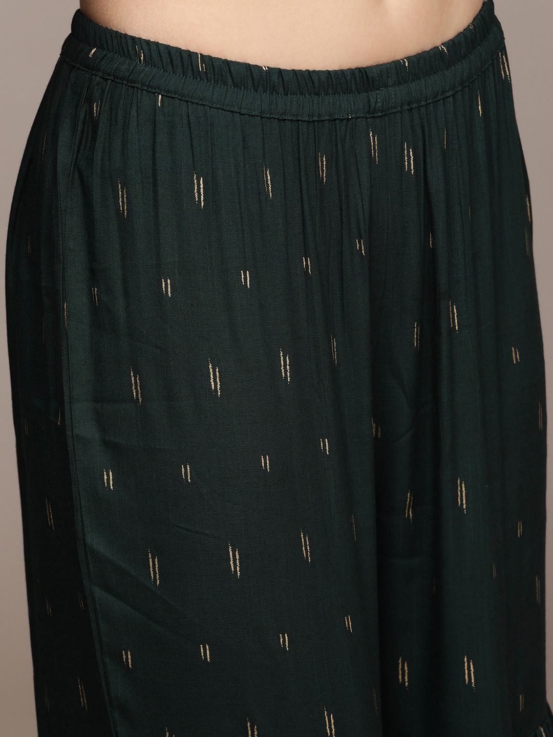 Dhimhi Women's Ethnic Motifs Printed Regular Gotta Patti Pure Cotton Kurta With Sharara