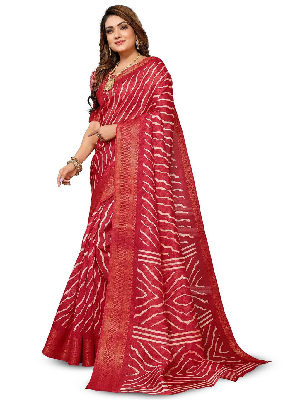 Dhimhi Women's Leheriya Zari Saree