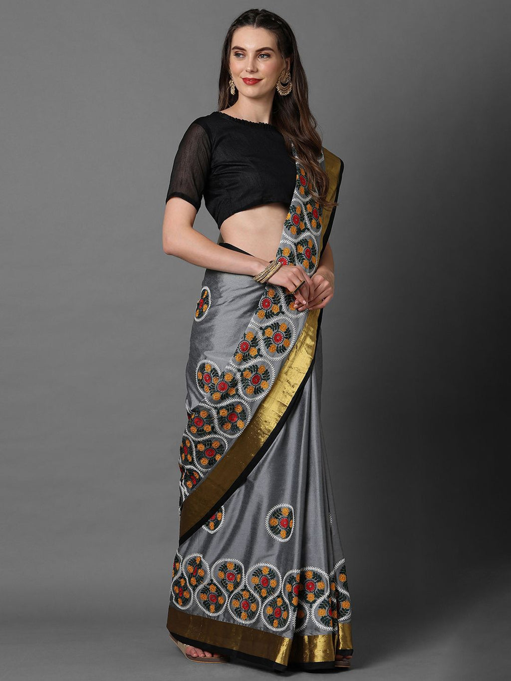 Dhimhi Women's Floral Zari Jamdani Saree