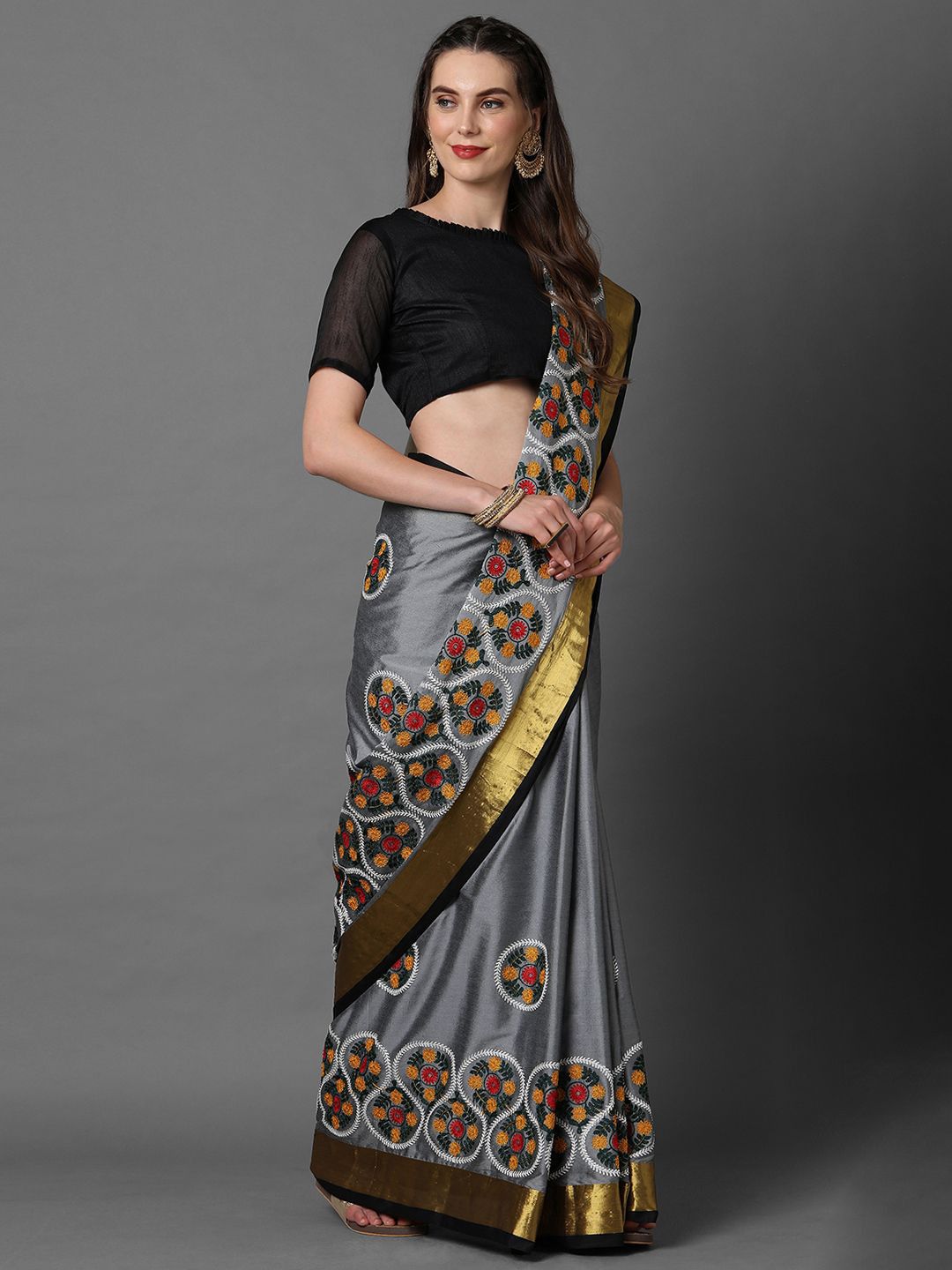 Dhimhi Women's Floral Zari Jamdani Saree