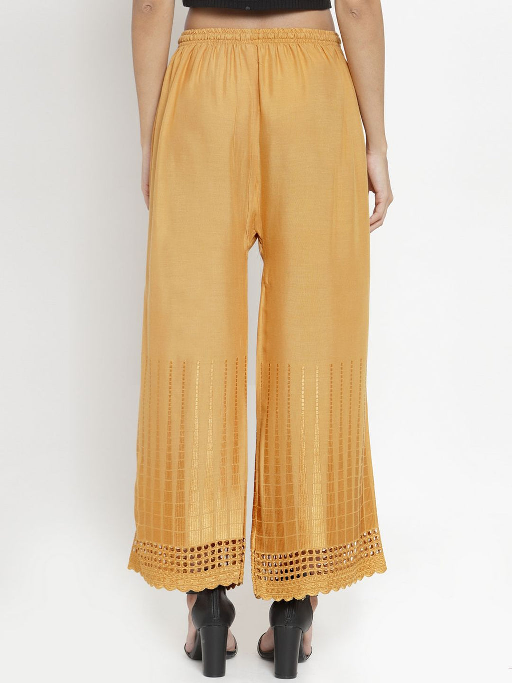 Dhimhi Women's Beige Solid Straight Palazzos