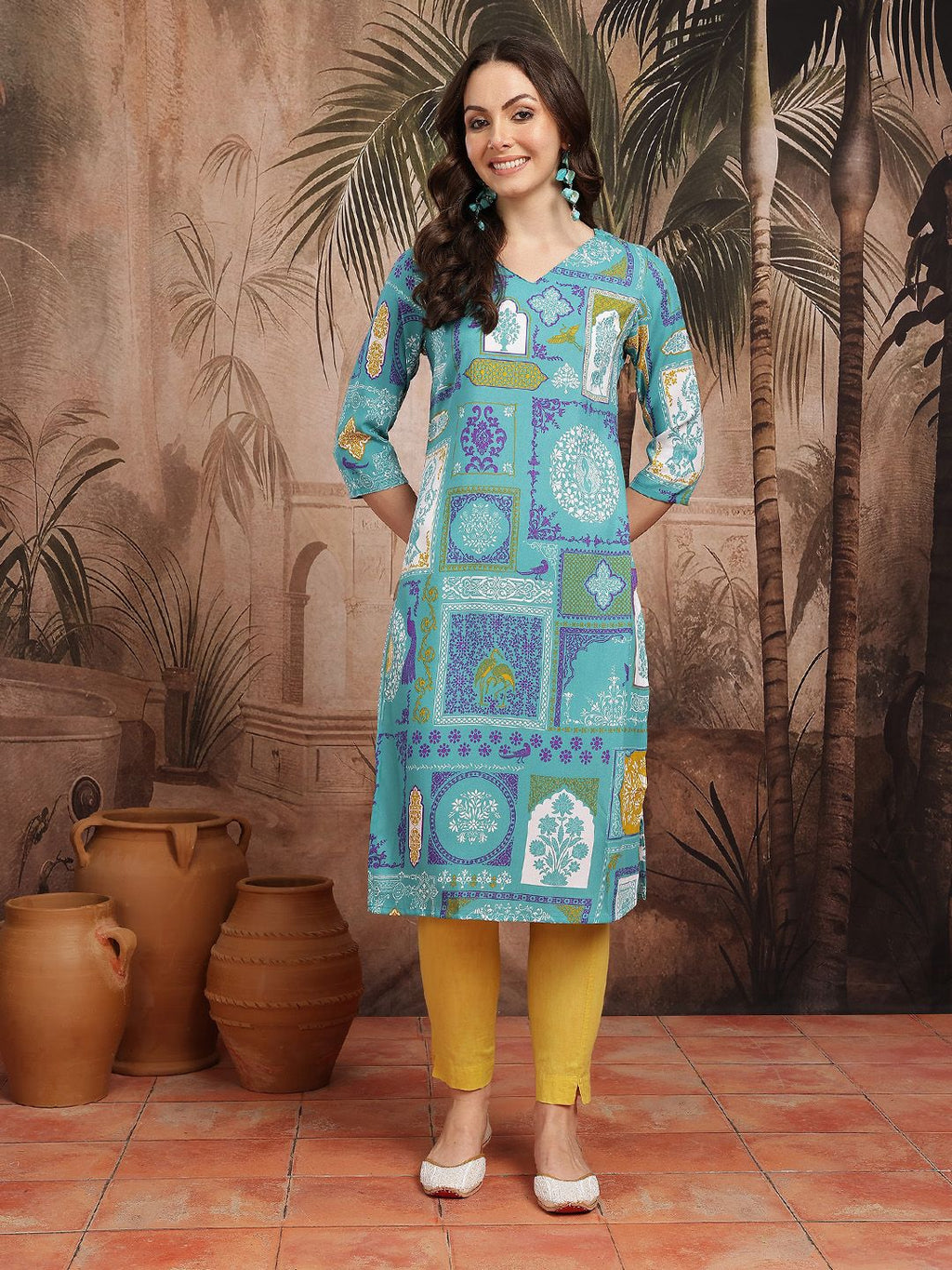 Ethnic Motifs Print Straight Kurta