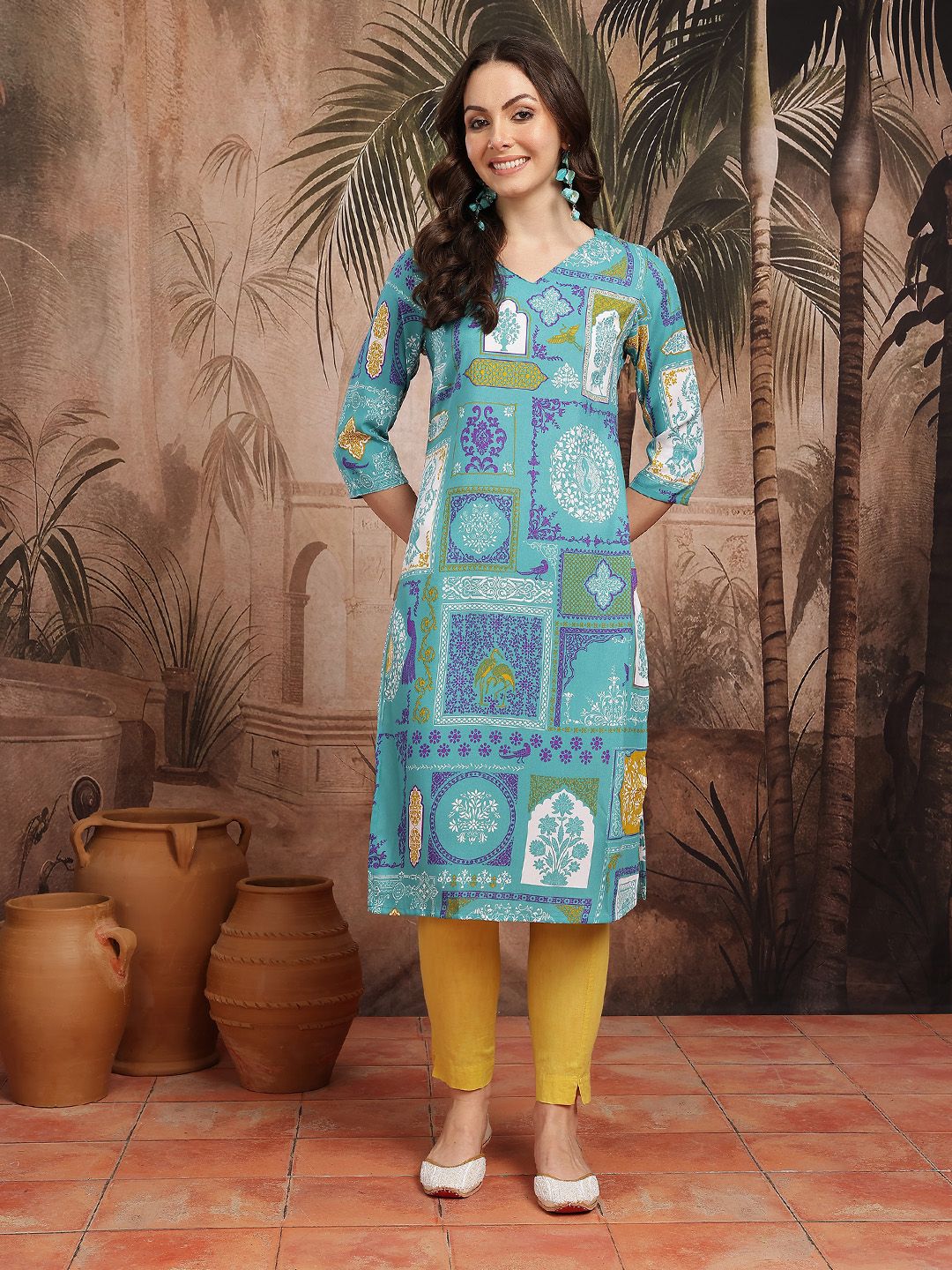 Ethnic Motifs Print Straight Kurta