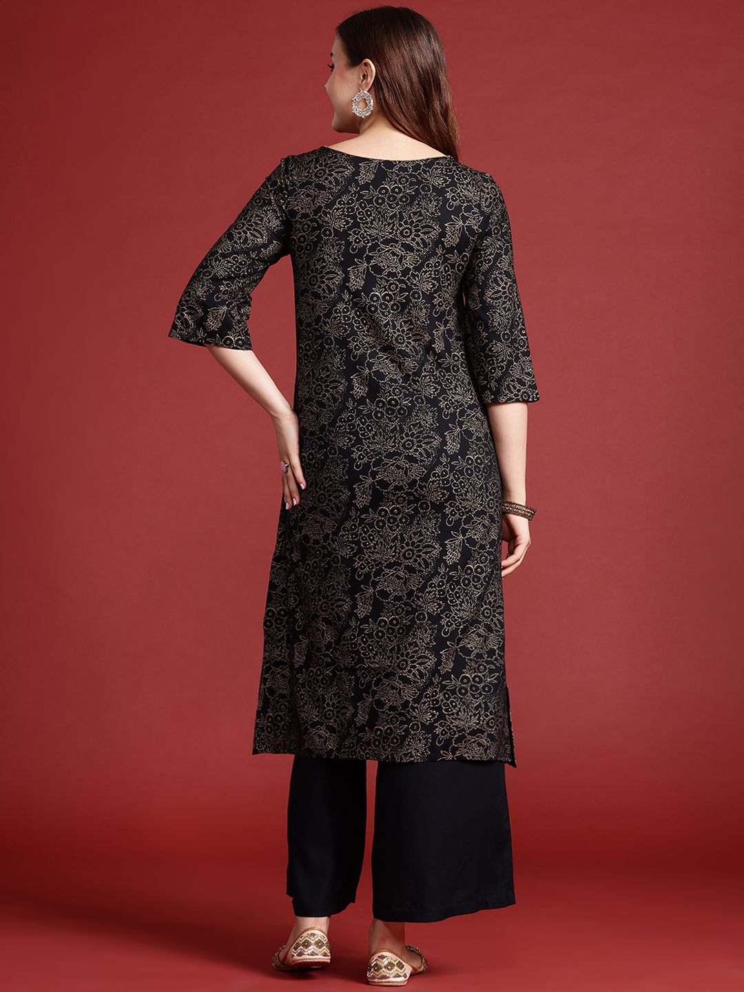 Dhimhi Women's Ethnic Motifs Print Kurta with Palazzos