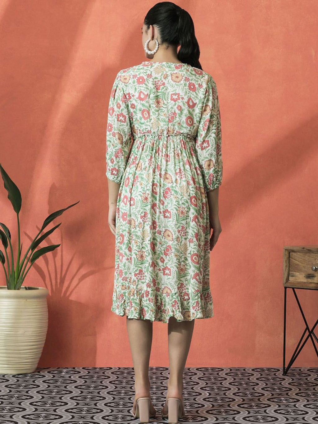 Dhimhi Women's Floral Printed A-Line Ethnic Dress