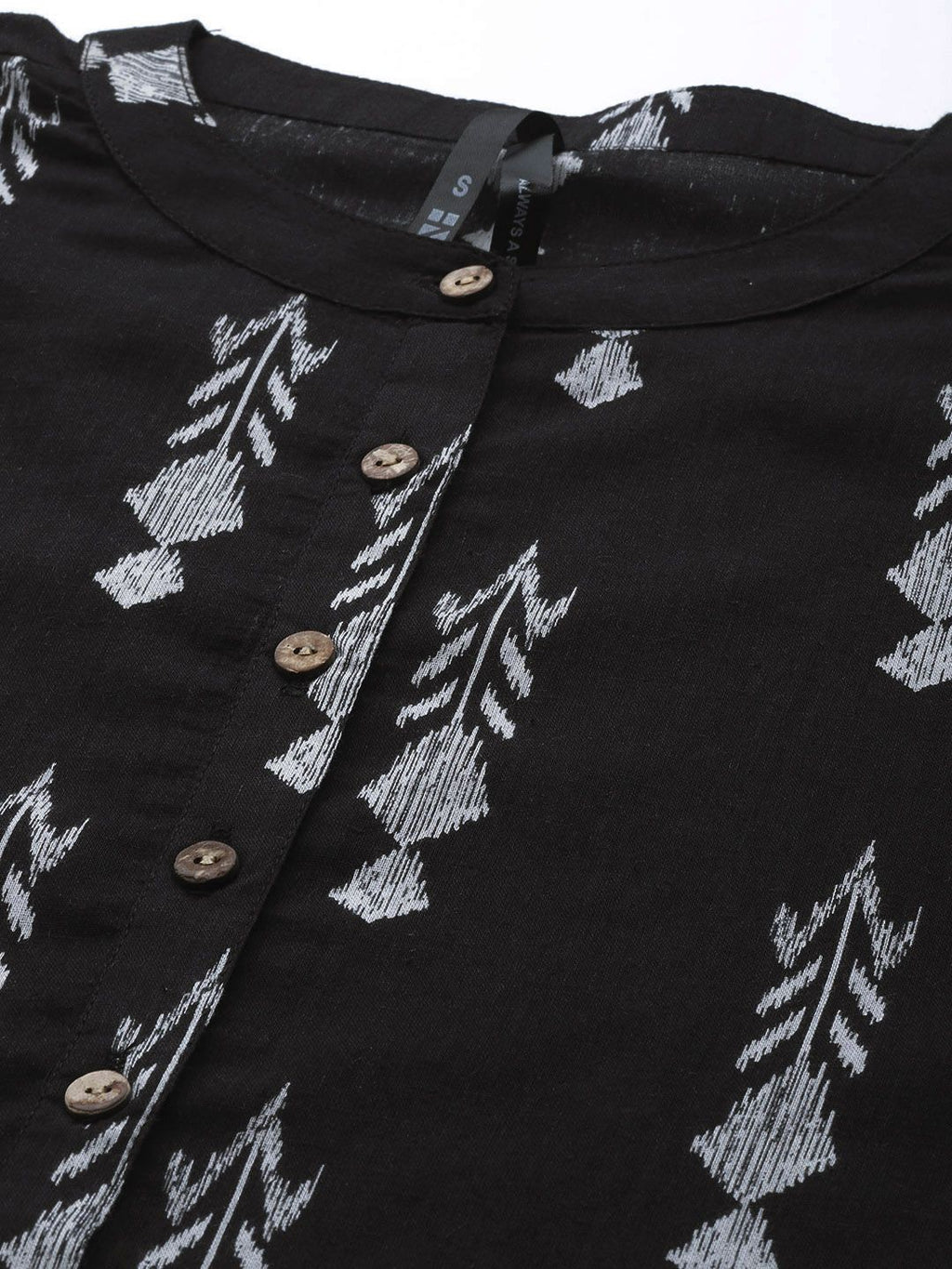 Women Black & White Ethnic Printed Kurta